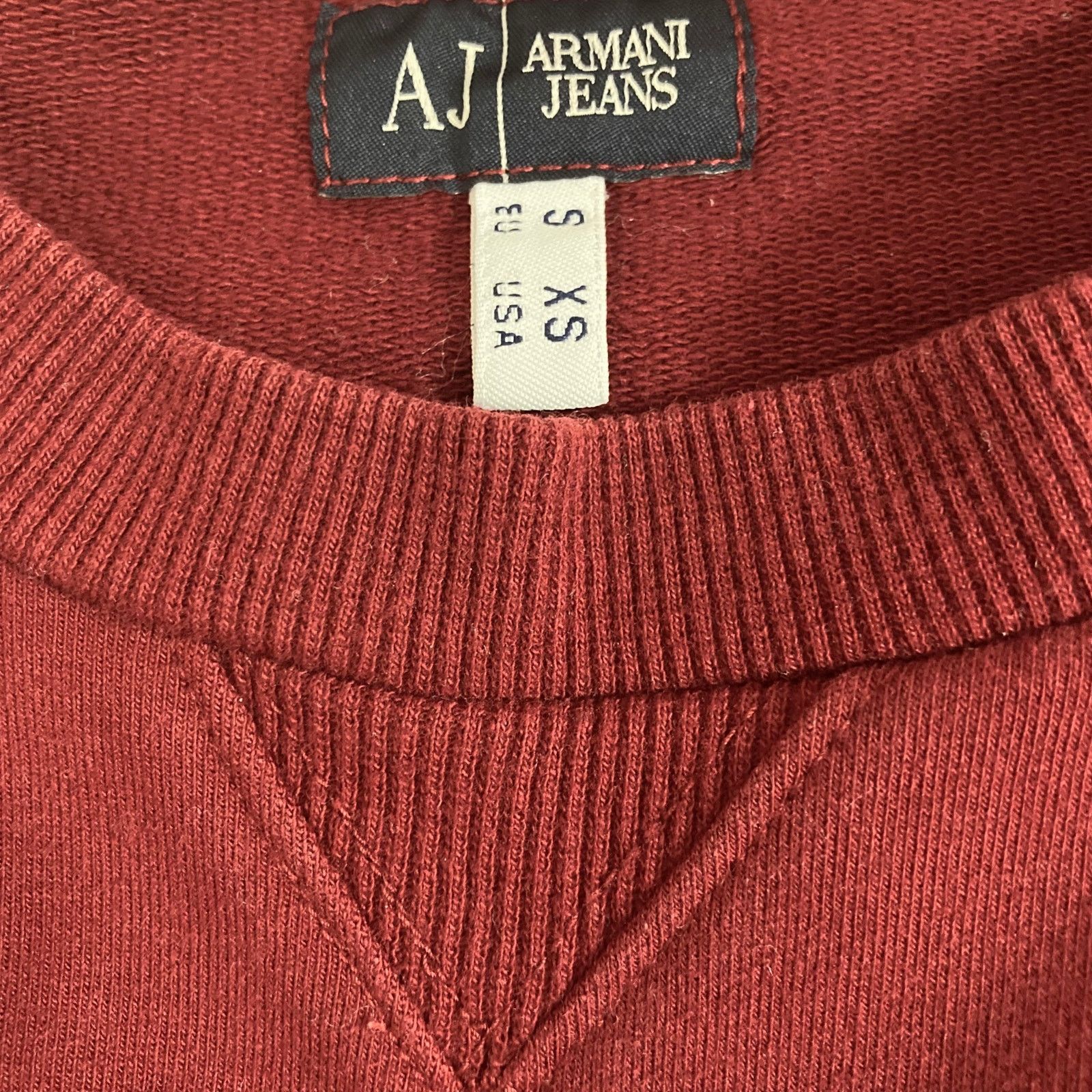 Armani Armani Jeans burgundy logo sweatshirt, long sleeve crew neck Size US XS / EU 42 / 0 - 6 Thumbnail