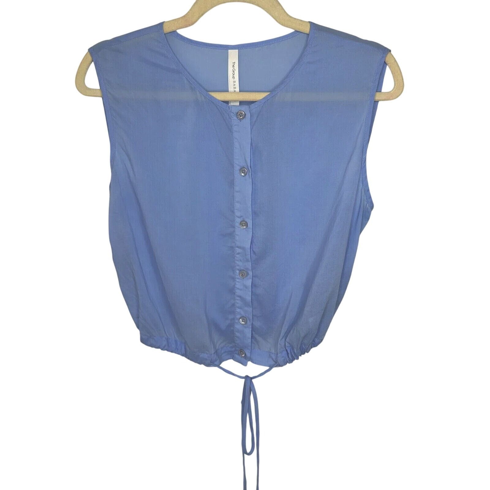 Aritzia Babaton Blue Cardin Sleeveless Button Drawstring Waist Top Size XS / US 0-2 / IT 36-38 - 2 Thumbnail