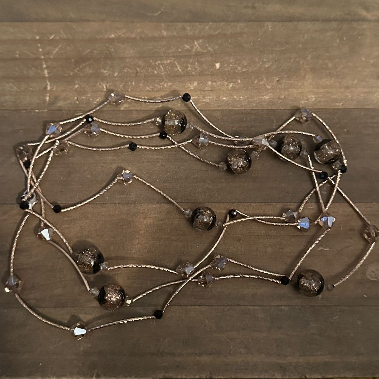 Other Long gold tone curved bar link and sparkly bead necklace Size ONE SIZE - 4 Thumbnail