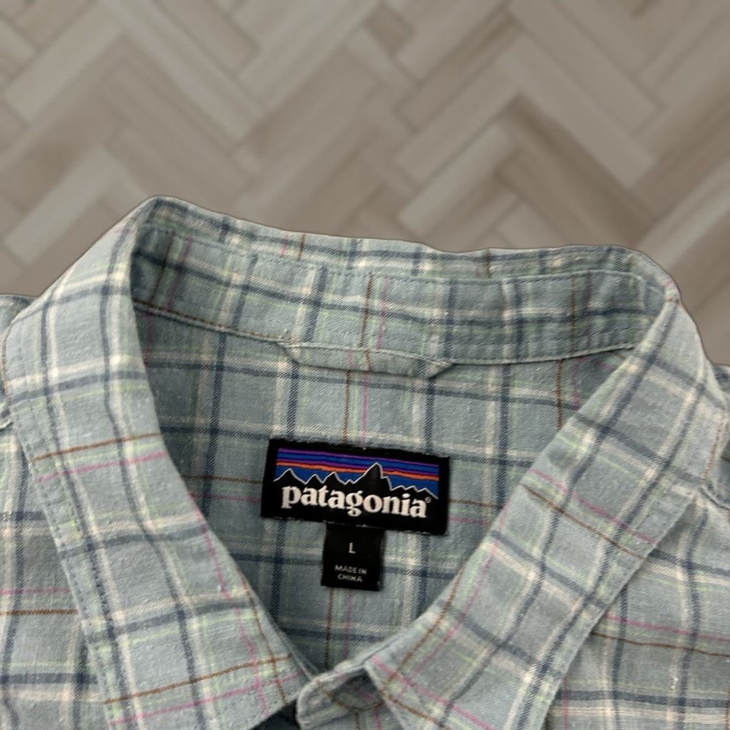 Patagonia Patagonia Backstep Plaid Hemp Short Sleeve Button Front Shirt Men's Large Blue Size US L / EU 52-54 / 3 - 1 Thumbnail