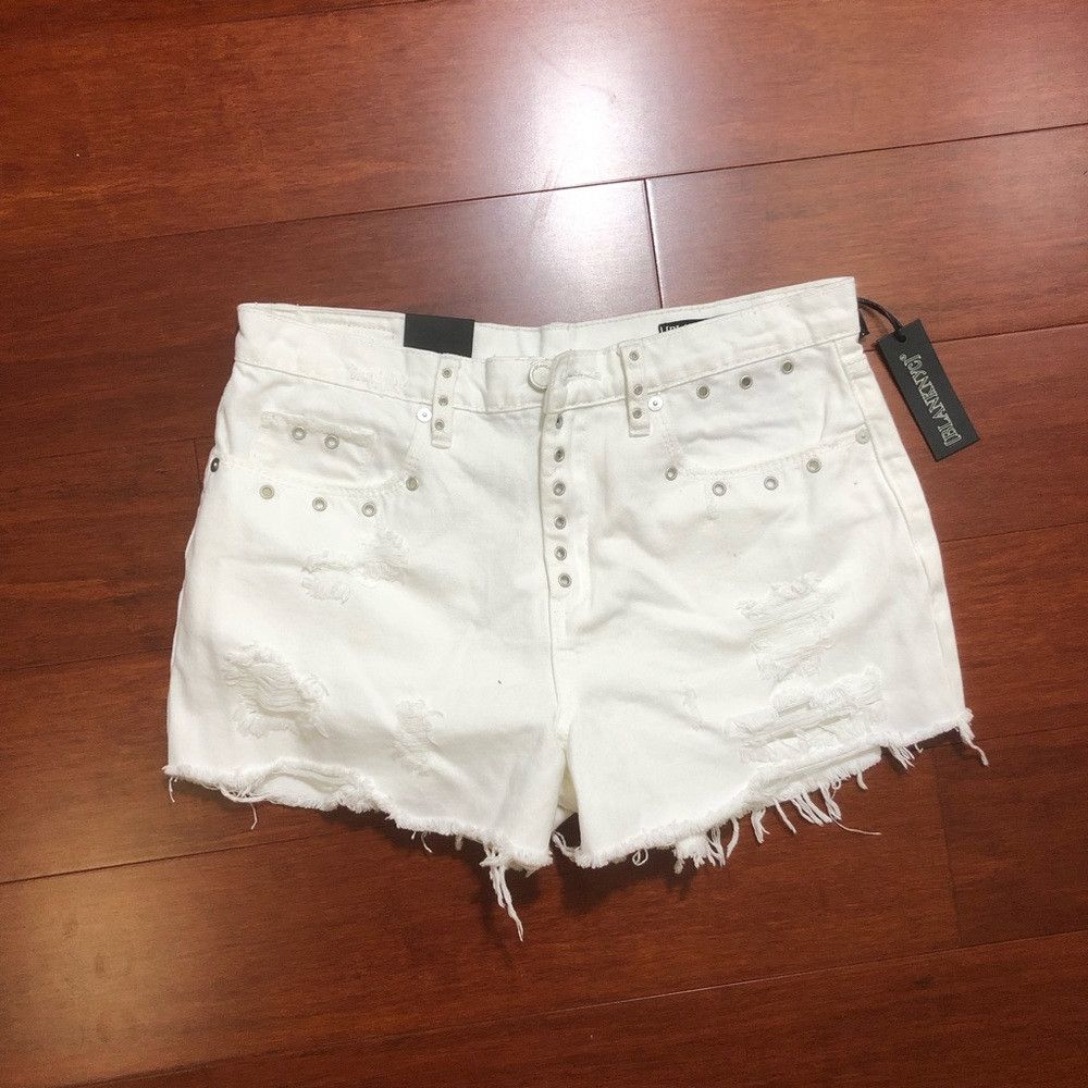BLANKNYC Blank NYC White Distressed Ripped Shorts High Waisted Size 28" / US 6 / IT 42 - 4 Thumbnail
