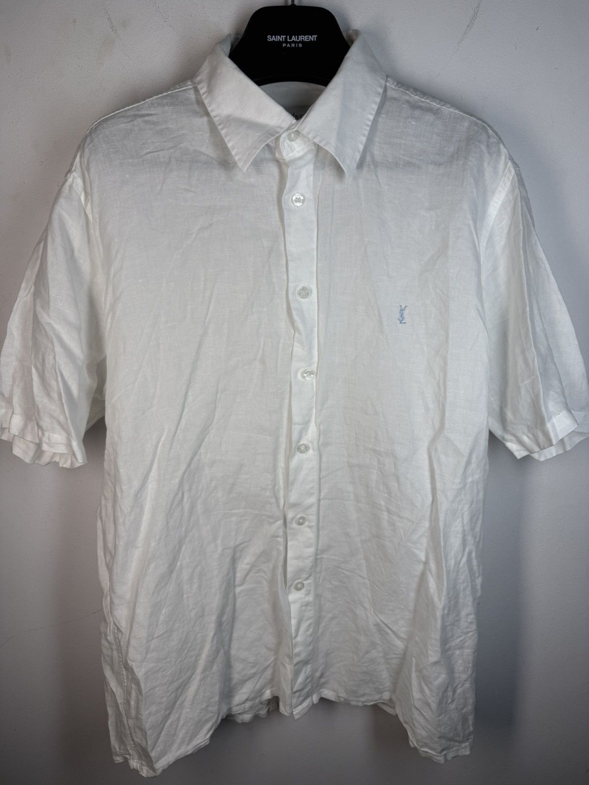 Yves Saint Laurent Linen YSL Shirt White Summer Size US L / EU 52-54 / 3 - 15 Thumbnail