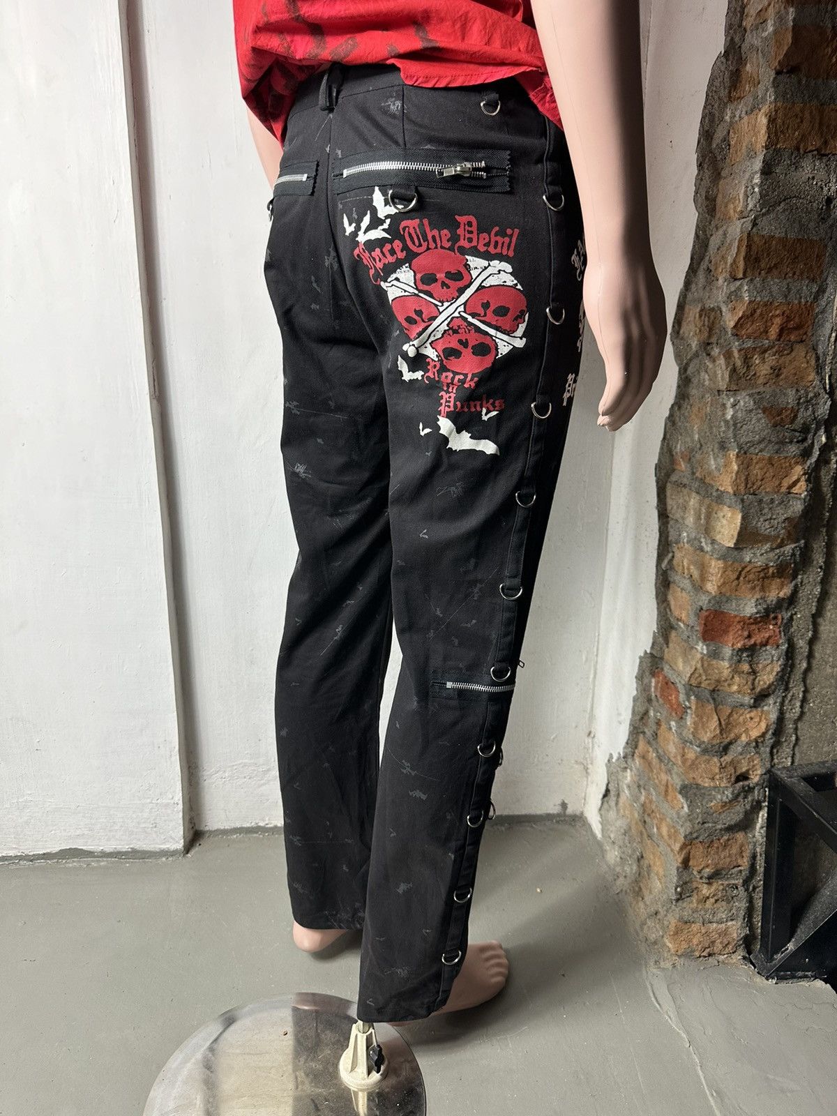 Other Punk Rock Bondge Skull Skeleton Poem Style Pants Size US 31 - 22 Thumbnail