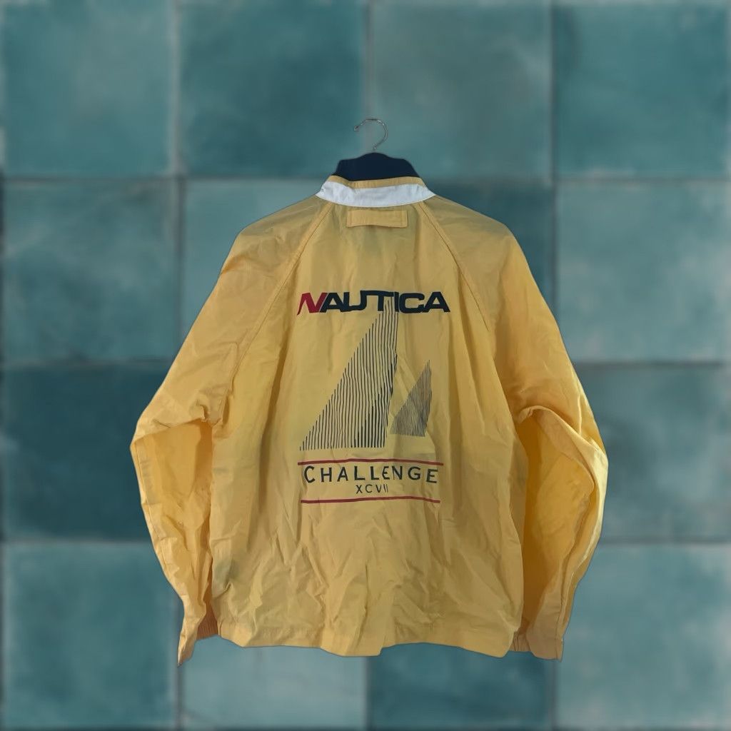Nautica VINTAGE Nautica Jacket Mens L Yellow 90s Windbreaker Nylon Zip Logo Graphic Embroidered Chest Pocket Sailor Sailing Shirt? Size US L / EU 52-54 / 3 - 1 Thumbnail