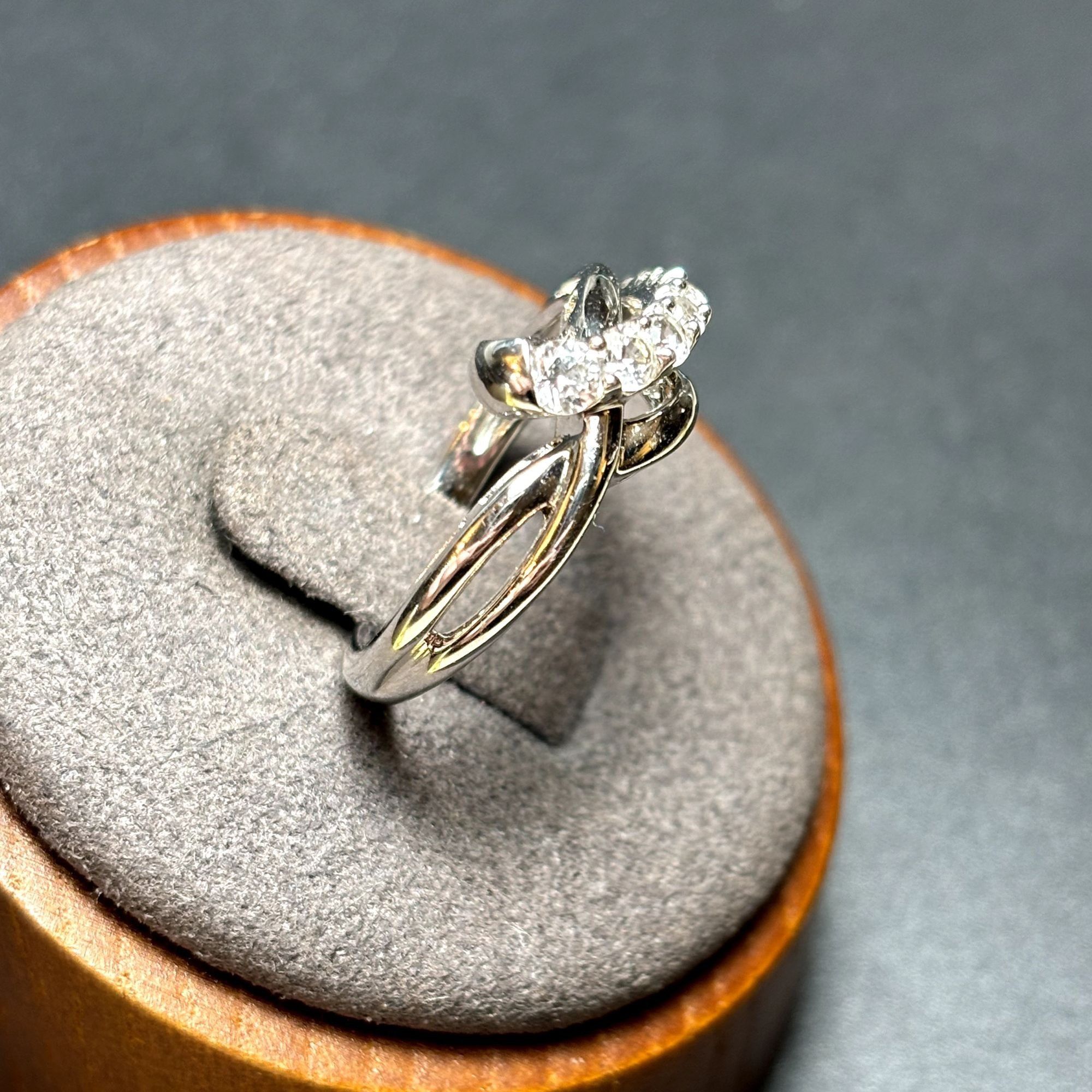 Vintage Sterling Silver 925 Bypass Design Cubic Zirconia Statement B Size ONE SIZE - 2 Thumbnail
