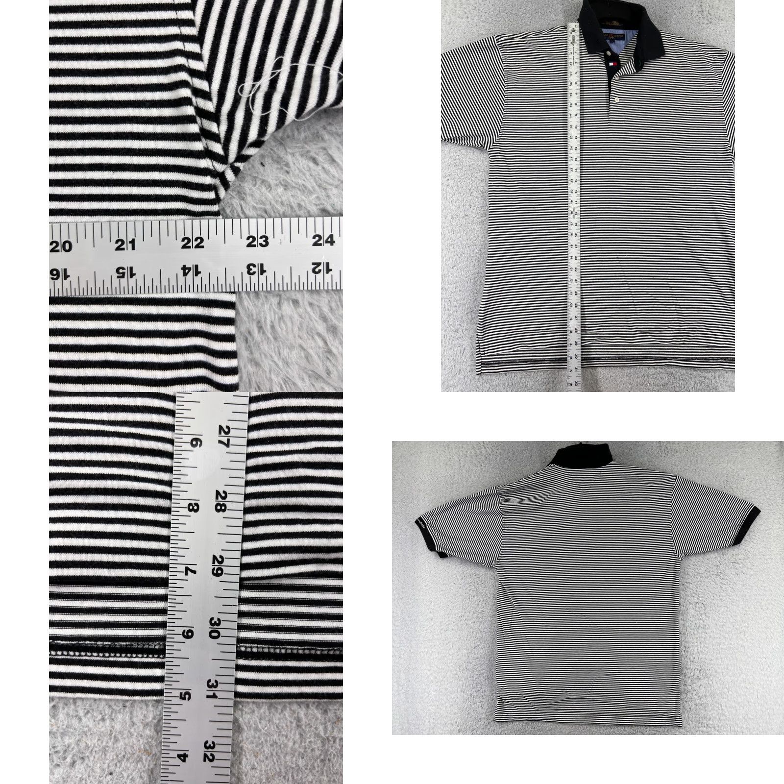 Tommy Hilfiger VINTAGE Tommy Hilfiger Polo Shirt Adult Large Black Striped 100% Cotton Activewear Golf Mens Size US L / EU 52-54 / 3 - 8 Thumbnail