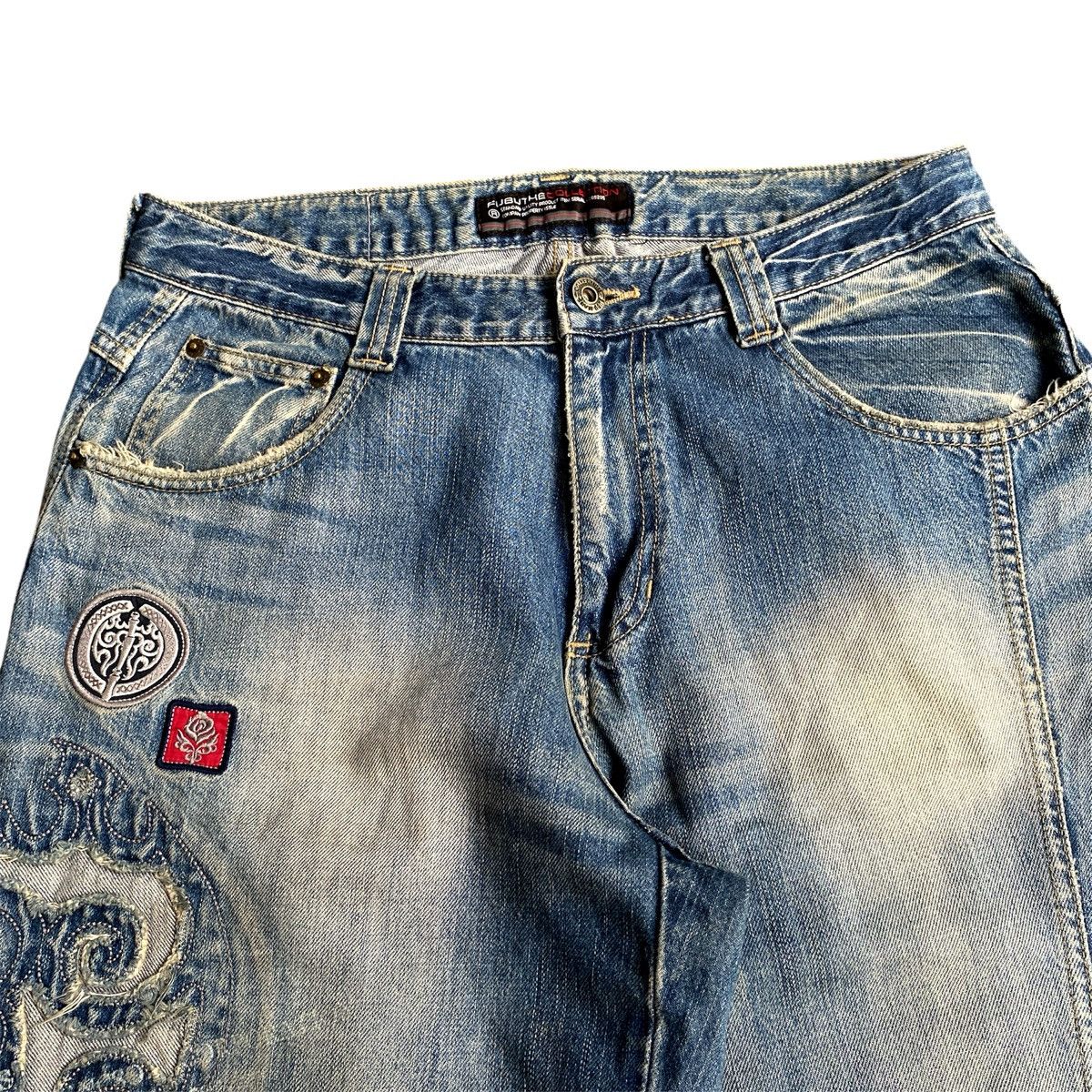 Fubu × JNCO × Southpole 2000s Rare Fubu Wide Leg Distressed Wash Baggy Jeans Y2K Size US 32 / EU 48 - 2 Thumbnail
