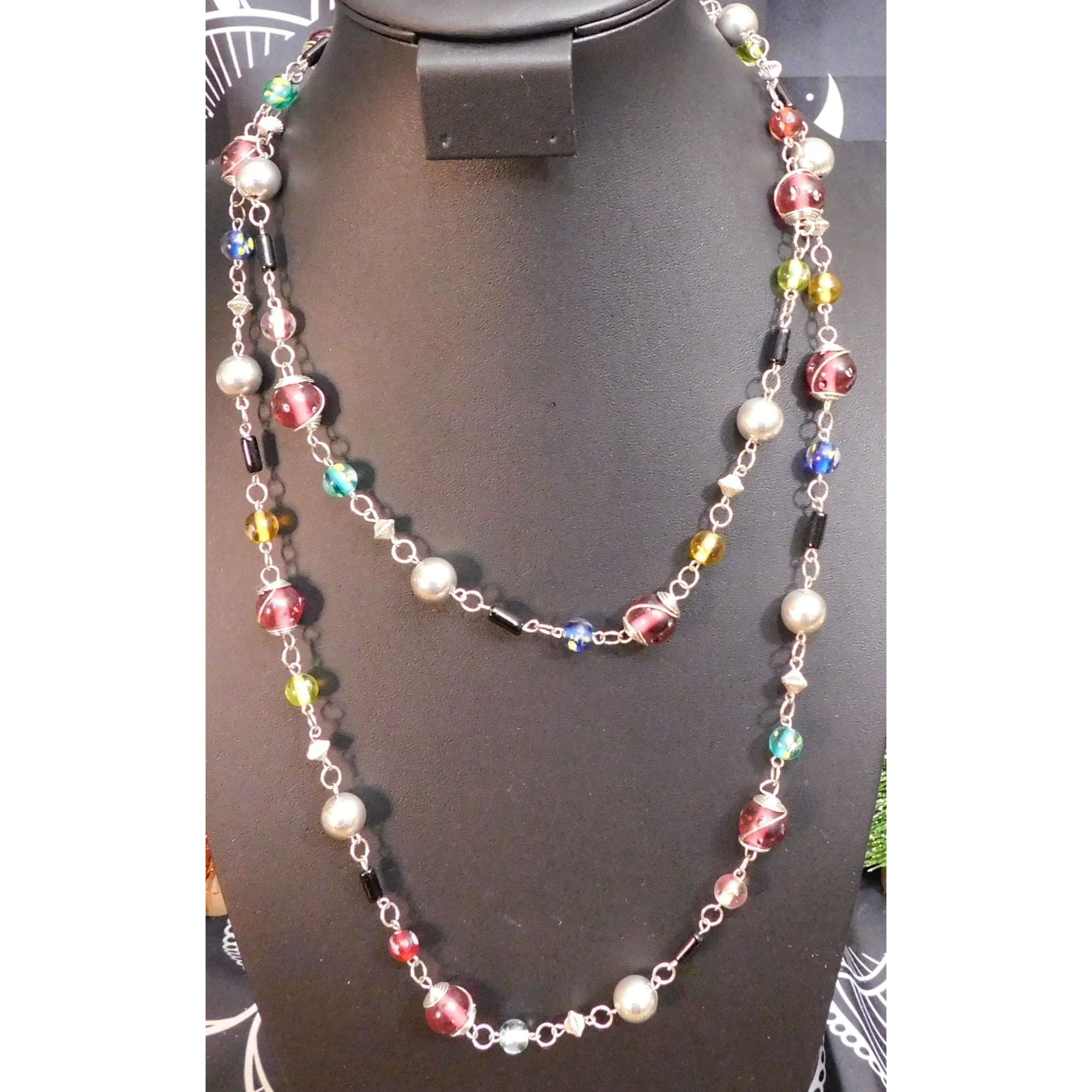 Other Rainbow Glass Beaded Extra Long Necklace Size ONE SIZE - 3 Thumbnail