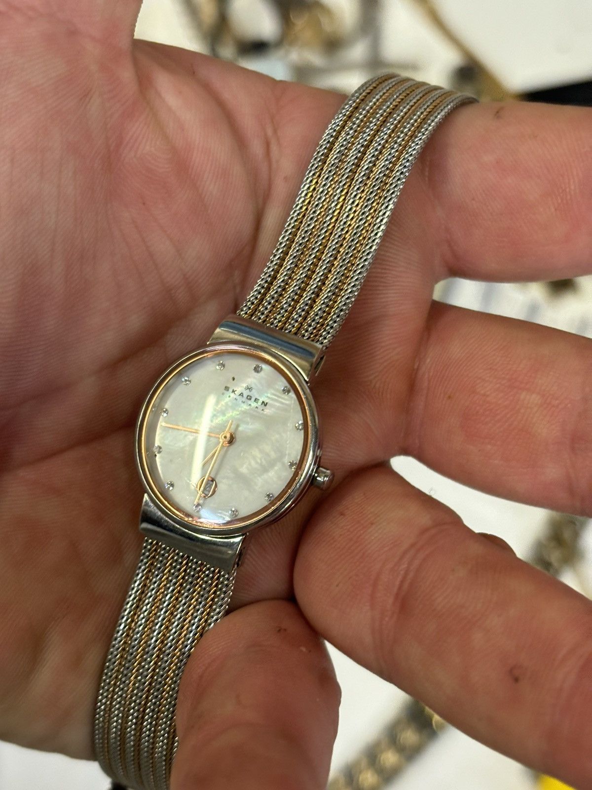 Skagen Skagen Ancher 355SSRS 2-Tone Steel Mesh Watch! New Battery! Size ONE SIZE - 4 Thumbnail