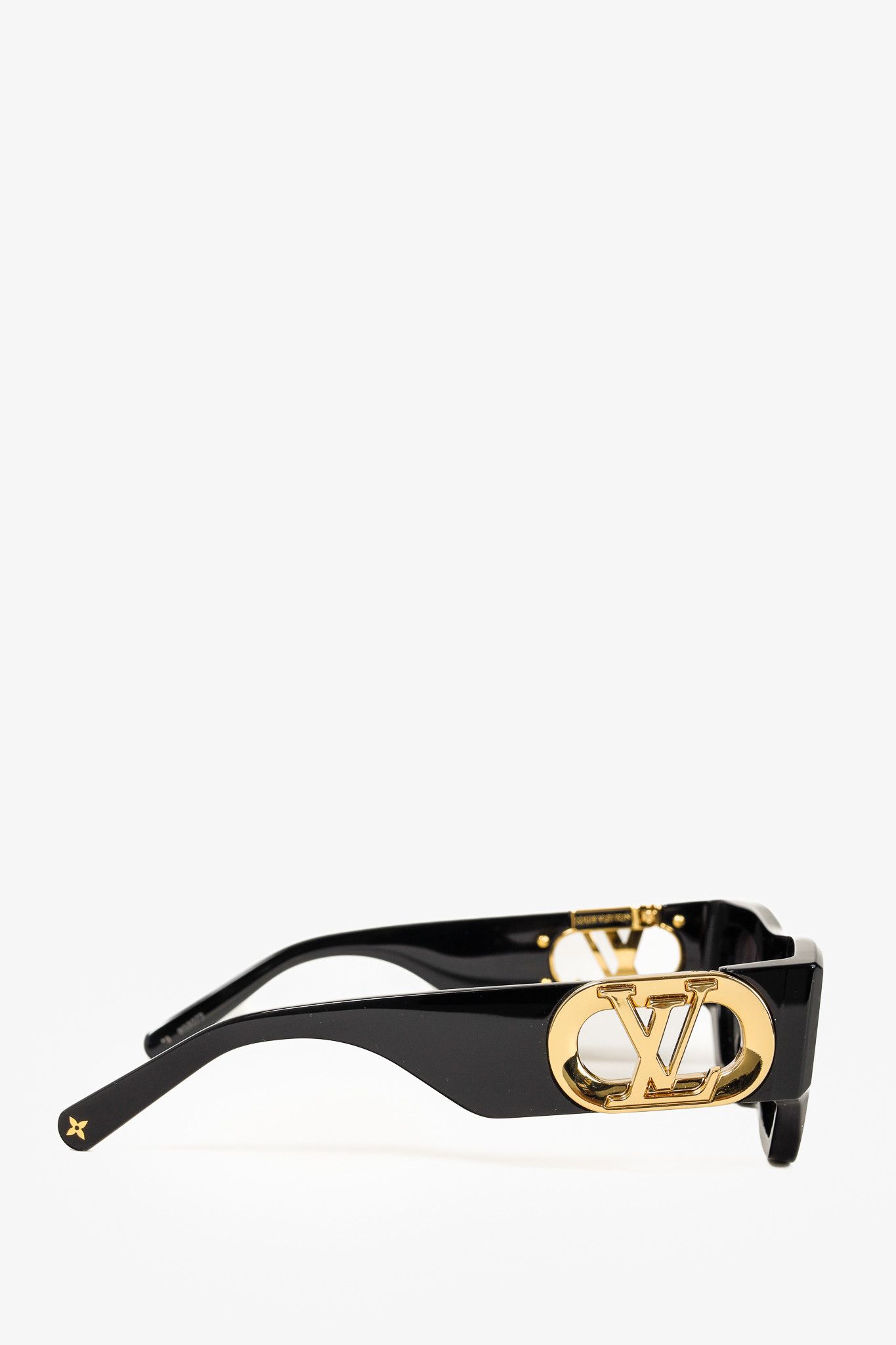 Louis Vuitton Louis Vuitton Link Golden Logo Cat Eye Black Sunglasses Size ONE SIZE - 3 Thumbnail