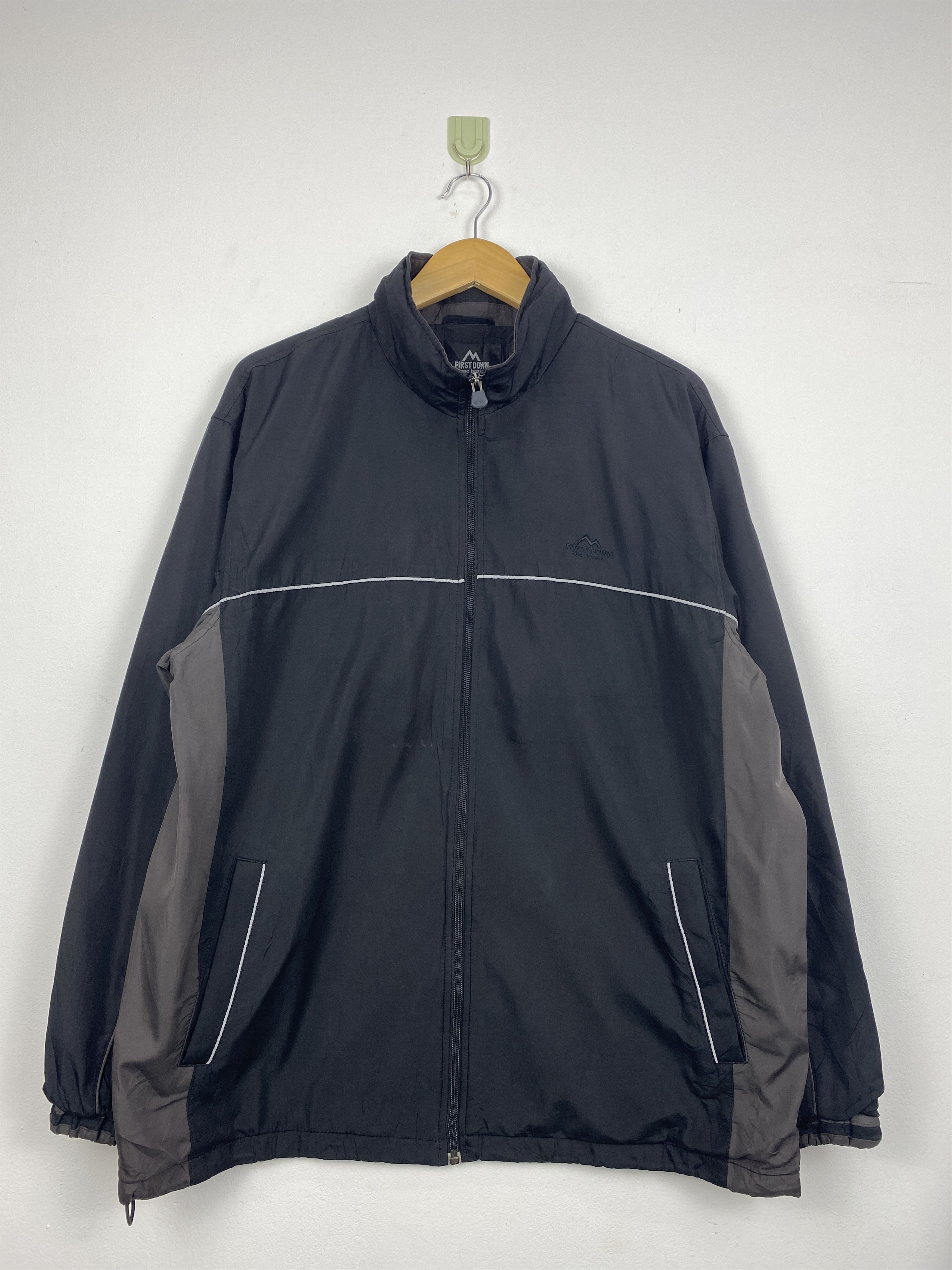 Vintage First Down Zipper Ups Jacket Black AH0066