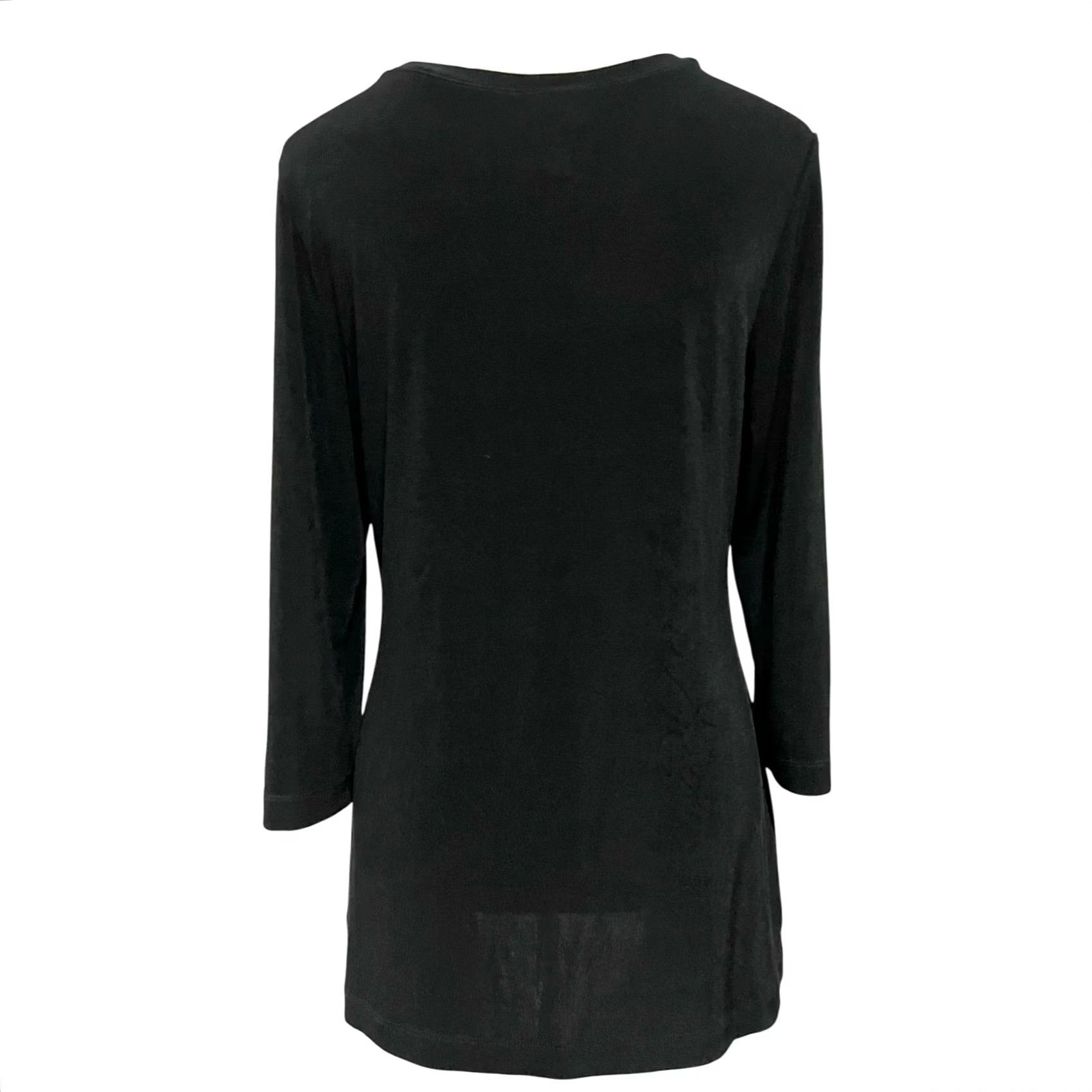 Vintage Chico’s Travelers Black Slinky Tunic Top Long Sleeve Button Scoop Neck Sz M Blouse Womens Regular XS? Size M / US 6-8 / IT 42-44 - 3 Thumbnail