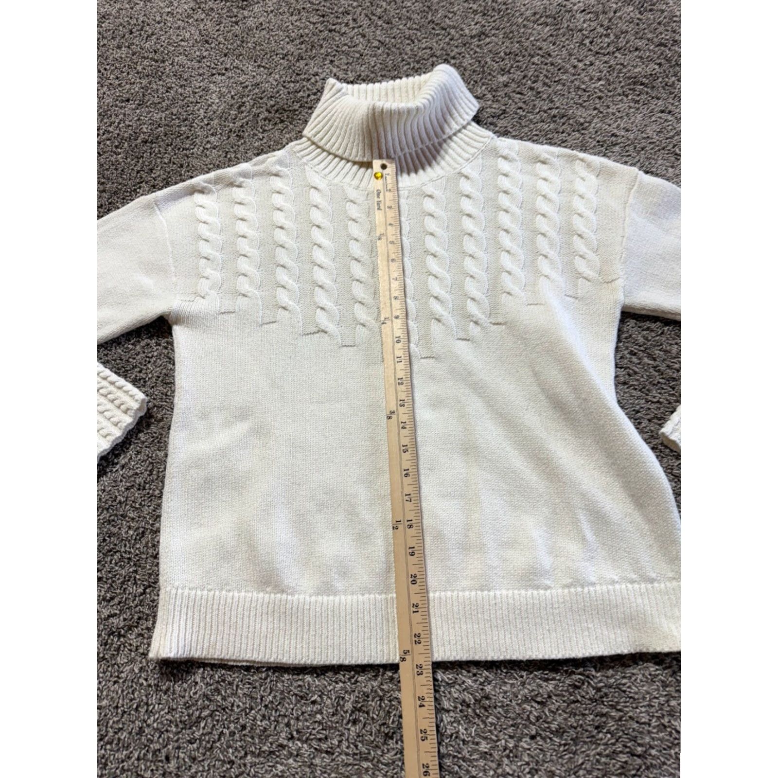 Vintage Sundance Womens Sweater Long Sleeve Size Medium Knit White Turtleneck Pullover Knits Women M White 90s? Size M / US 6-8 / IT 42-44 - 5 Thumbnail