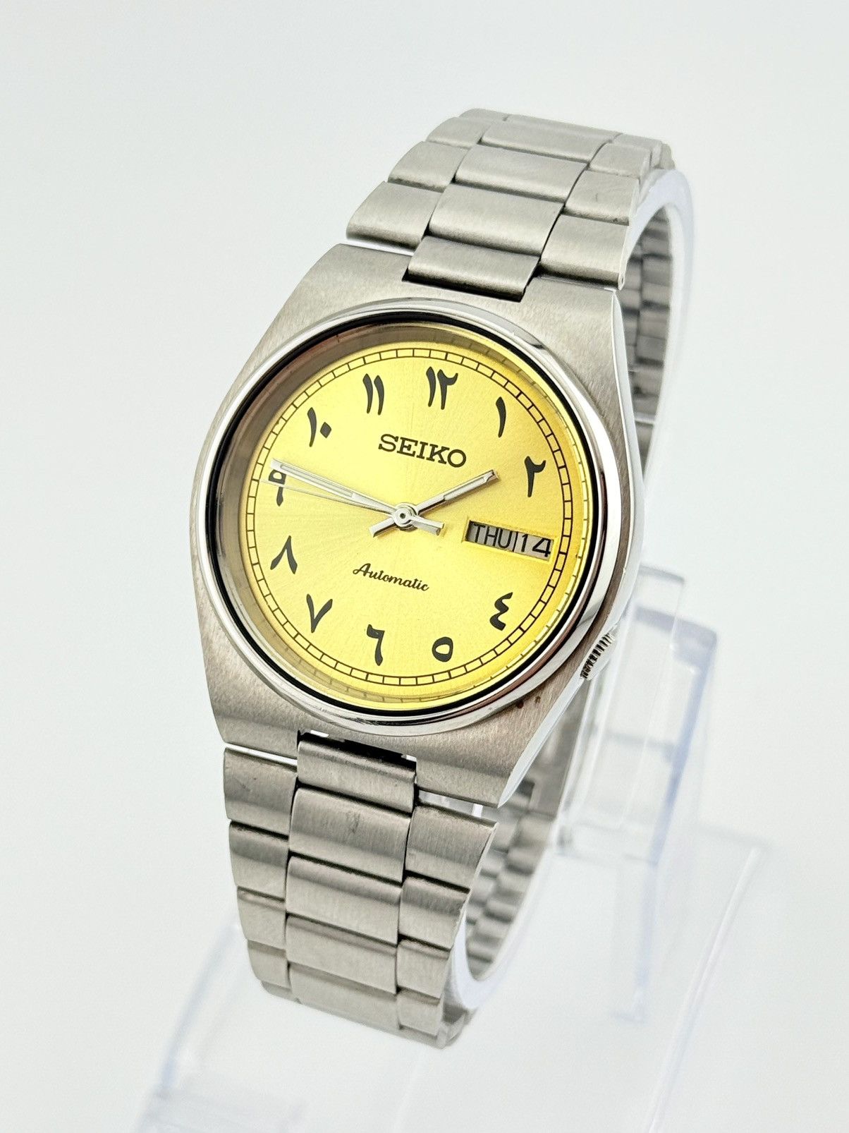 Seiko Seiko 5 Automatic Day Date Watch Yellow Dial 17 Jewels Size 36 - 1 Thumbnail