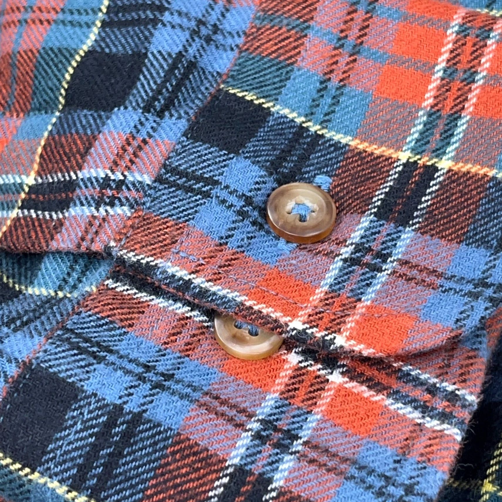 Brooks Brothers Brooks Brothers Shirt Men Large Orange Blue Flannel Button Up Plaid 346 Dress Size 42R - 4 Thumbnail
