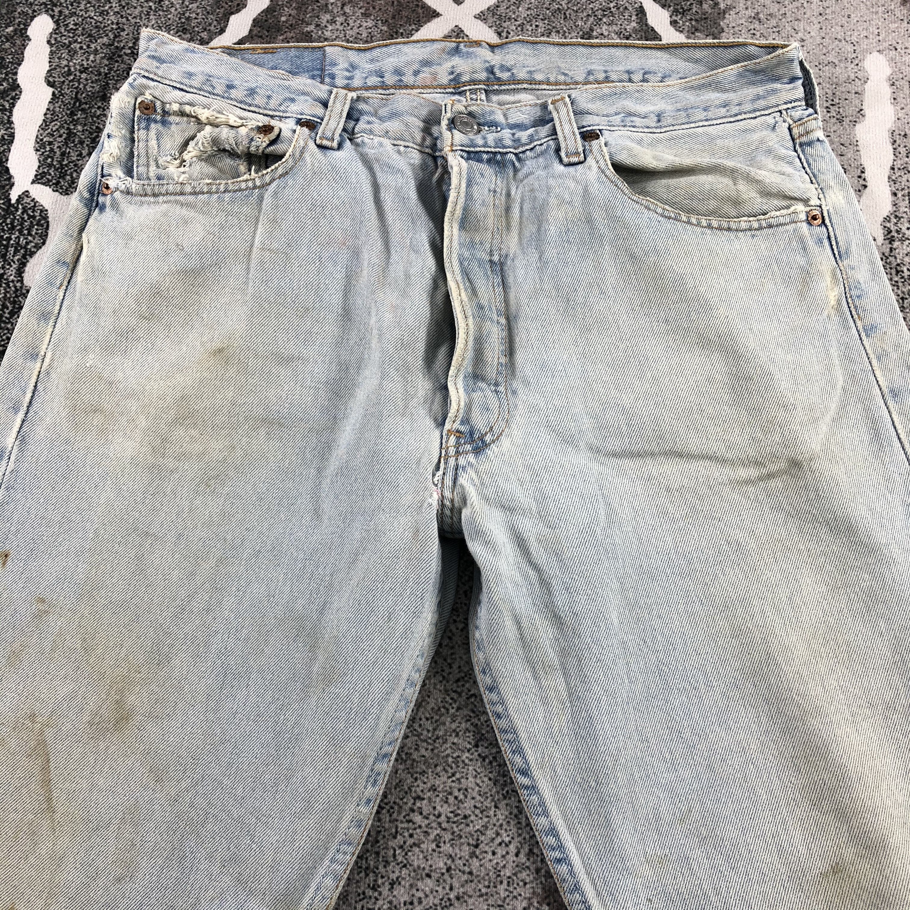Levi's Vintage 90s Levi's 501 Jeans Dirty Light wash Denim KJ791 Size US 34 / EU 50 - 3 Thumbnail