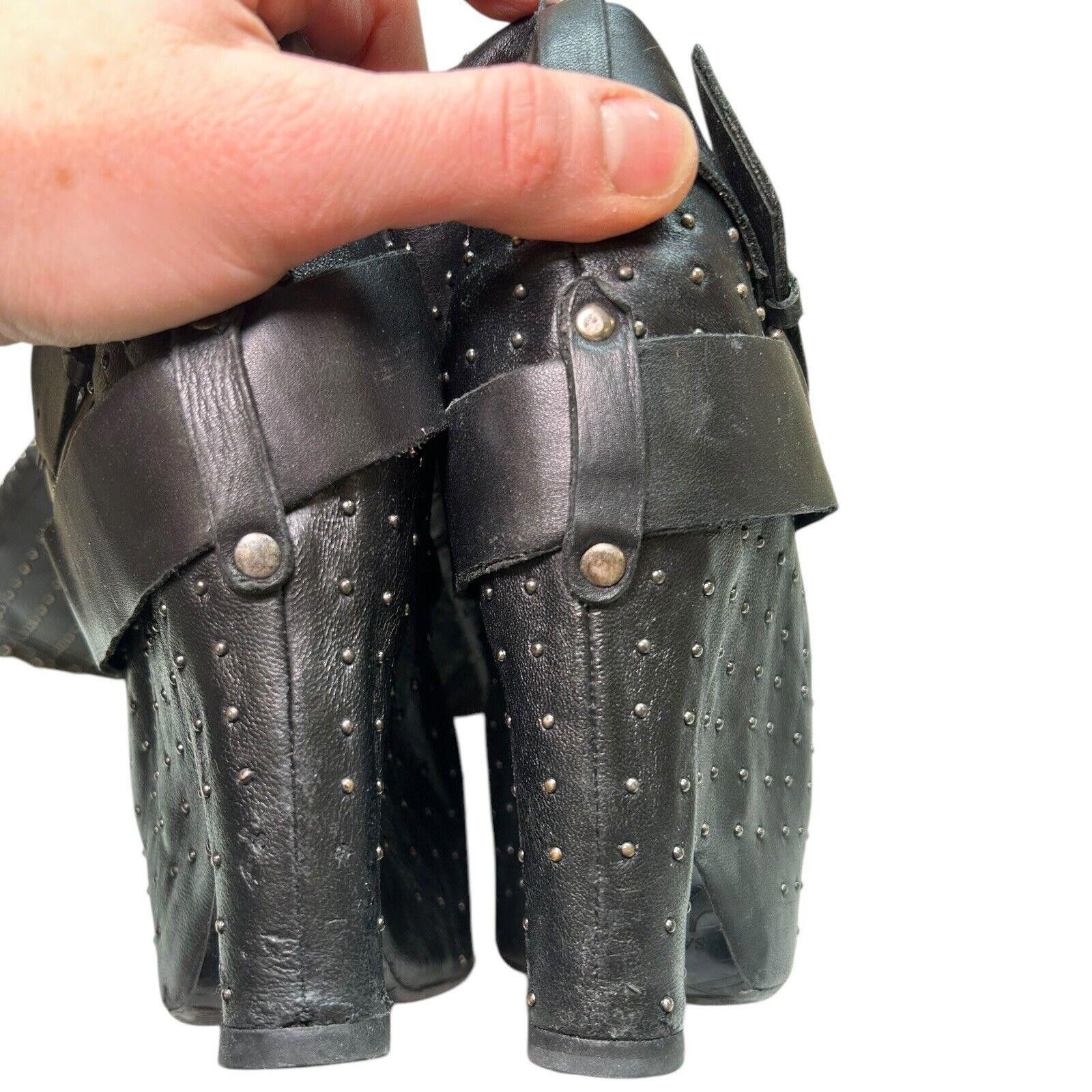 Designer Sam Edelman Black Leather Studded Over Knee Wedge Boots 7.5 Size US 7.5 / IT 37.5 - 10 Thumbnail