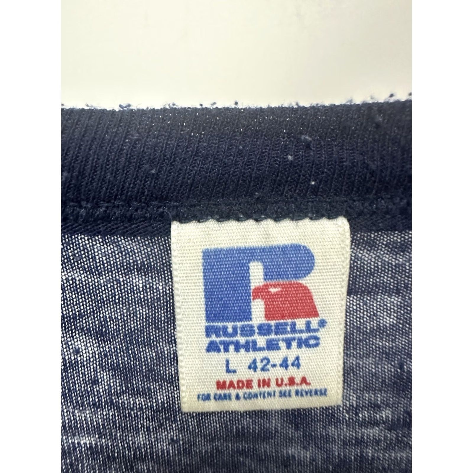 Russell Athletic VTG 80s Fluor Daniel Super Paper Thin Burnout Worn Grunge Work WIP T-Shirt L Mens Blue Shirt Vintage 80s Grunge Burnout WIP Russell Athletic Size US L / EU 52-54 / 3 - 7 Thumbnail