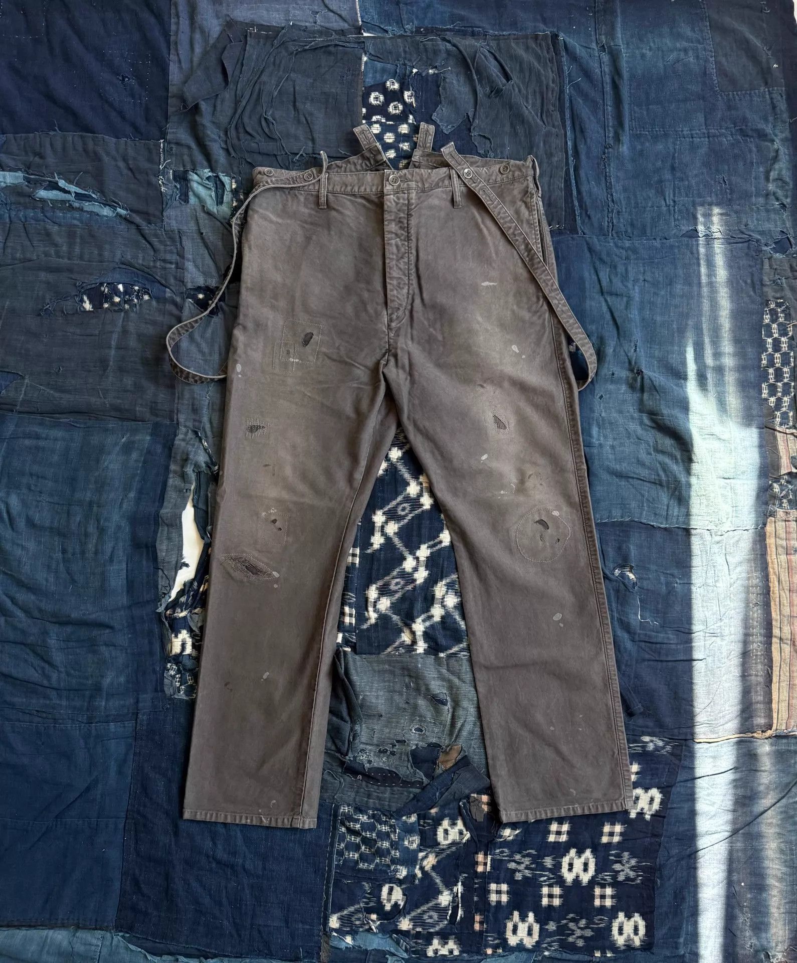 Visvim Gray Distressed Casual Pants with Suspenders Size 32 Size US 32 / EU 48 - 1 Thumbnail