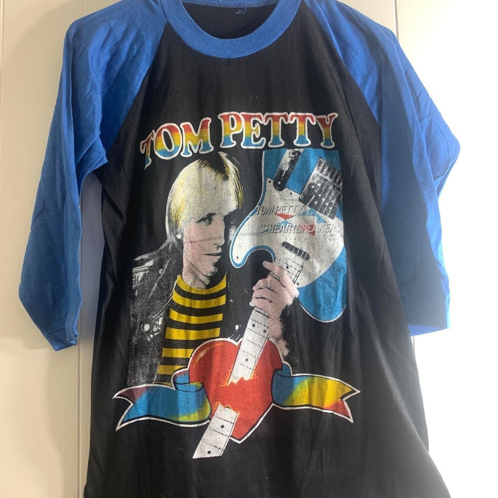 Vintage 1983 TOM PETTY & THE HEARTBREAKERS 3/4 sleeve tee shirt L Size US L / EU 52-54 / 3 - 3 Thumbnail