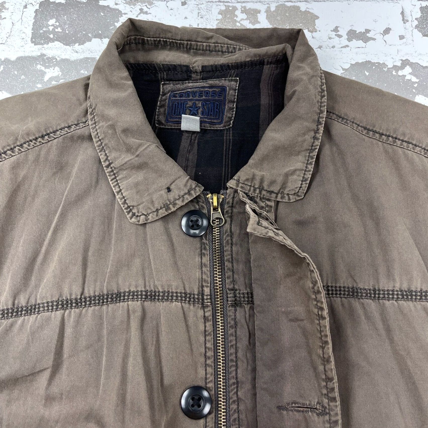 Converse VINTAGE Converse Jacket Men Large Brown Canvas Adult Casual Winter Spring Fall Outerwear Size US L / EU 52-54 / 3 - 2 Thumbnail