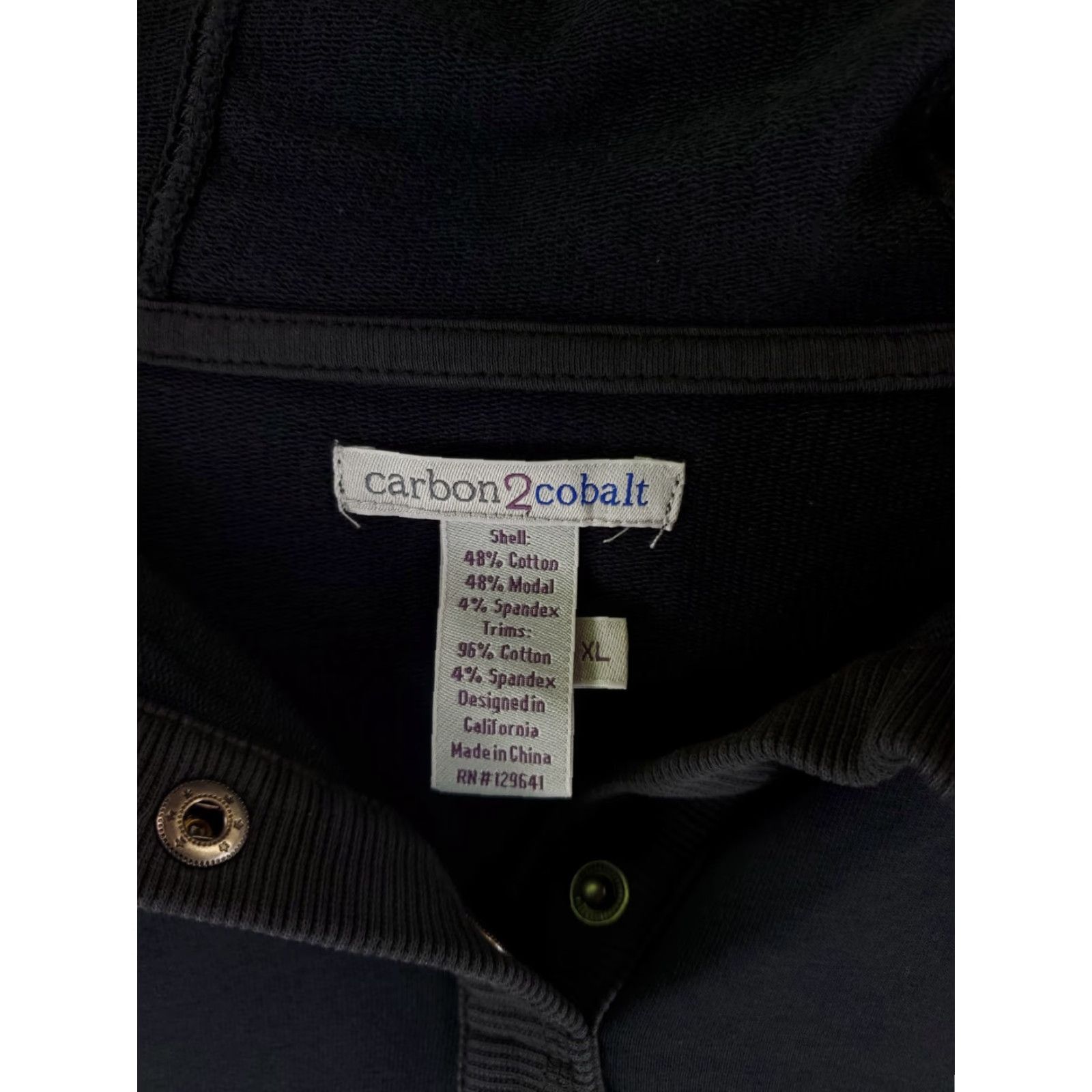 Carbon2Cobalt **Carbon 2 Cobalt 4 Button Snap Hoodie Black Mens XL** User: Carbon 2 Cobalt 4 Button Snap Hoodie Black Mens XL Size US XL / EU 56 / 4 - 2 Thumbnail