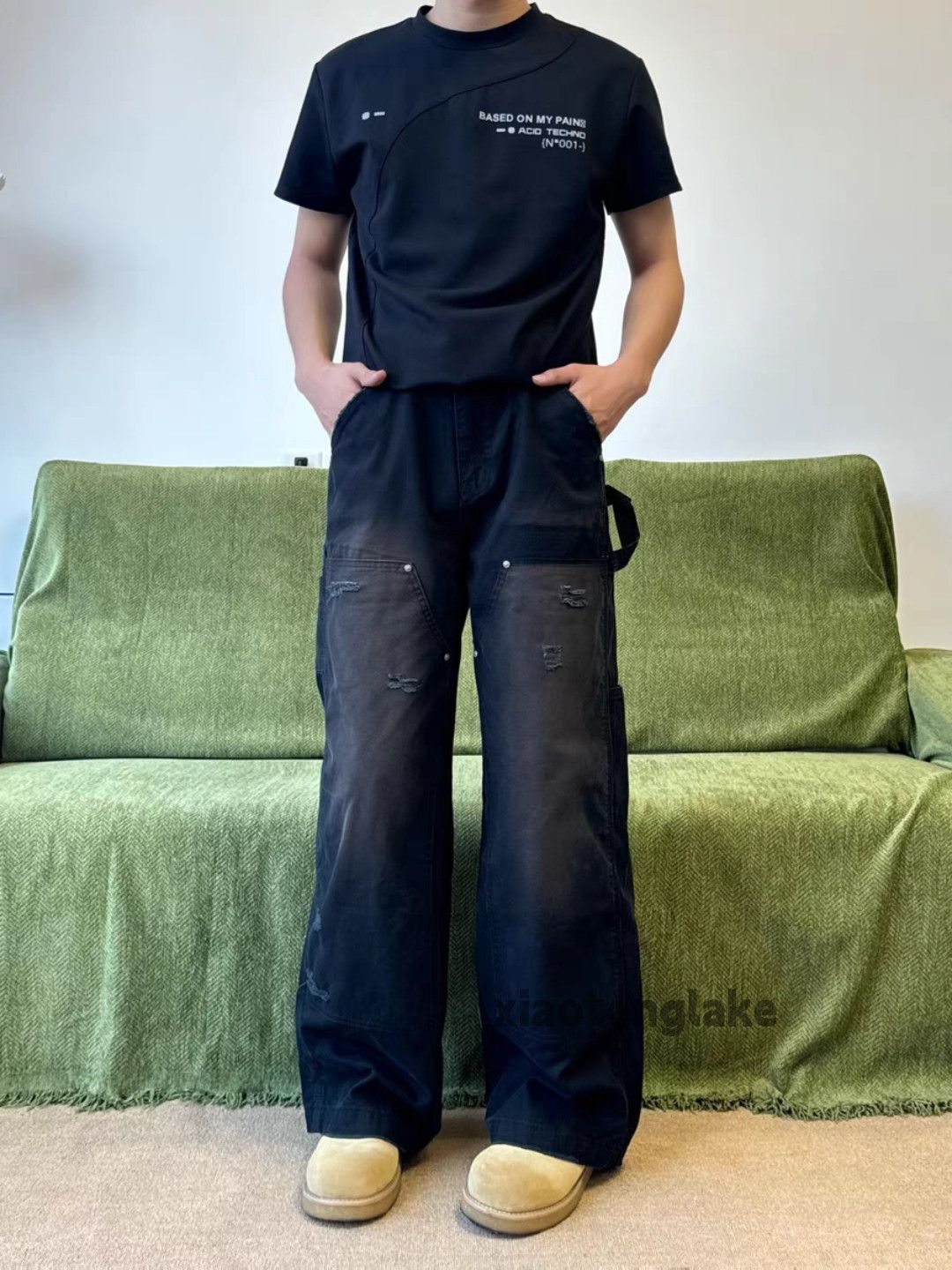 Designer × Jean × Vintage washed faded loose baggy carpenter hiphop cargo pants Size US 32 / EU 48 - 3 Thumbnail