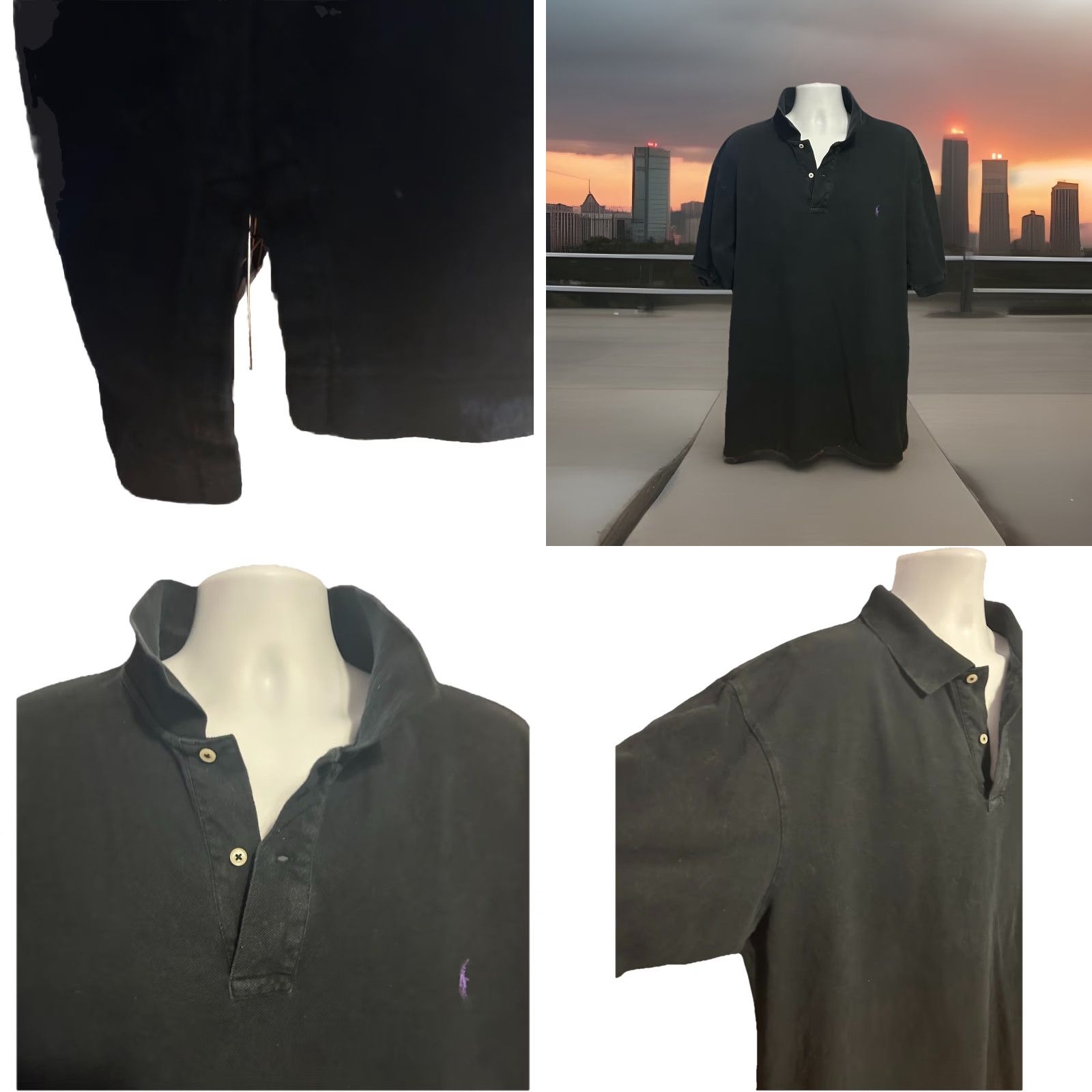 Polo Ralph Lauren VINTAGE Polo Ralph Lauren Polo Shirt Men 3XLT Tall Short Sleeve Black Purple Horse Golf Shirt Size US XXL / EU 58 / 5 - 10 Thumbnail