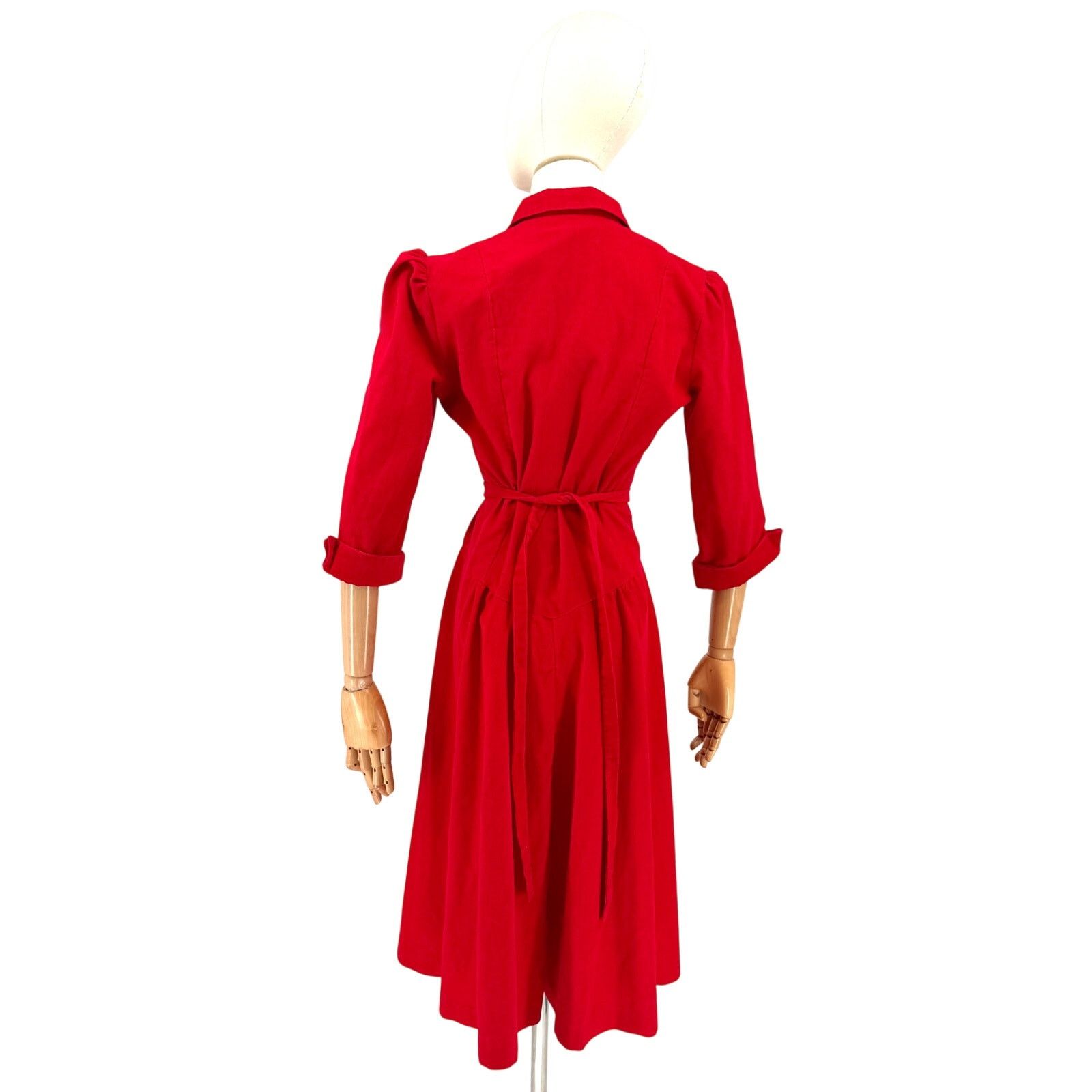Vintage Vintage 80s Red Corduroy Sweetheart Bodice Dress Size S / US 4 / IT 40 - 5 Thumbnail
