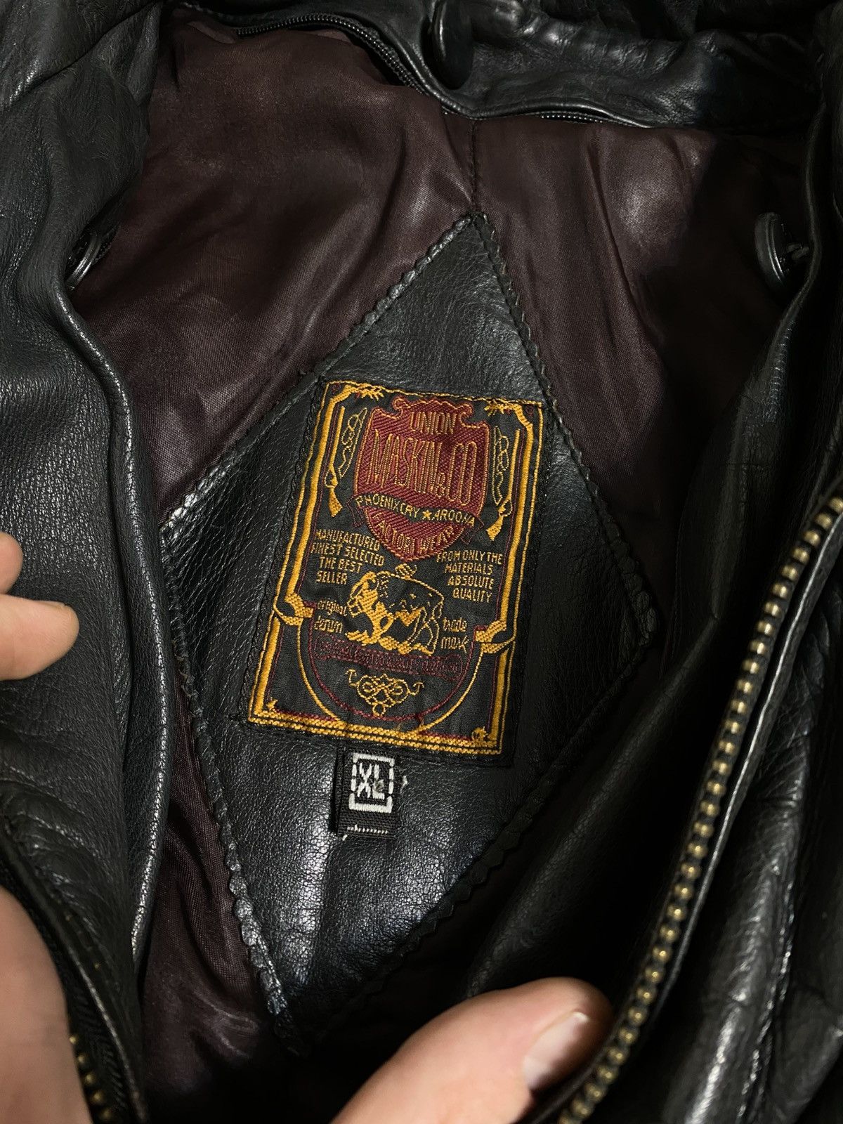 Leather Vintage UNION MASKIN CO Leather Bomber Jacket XL Size US XL / EU 56 / 4 - 4 Thumbnail