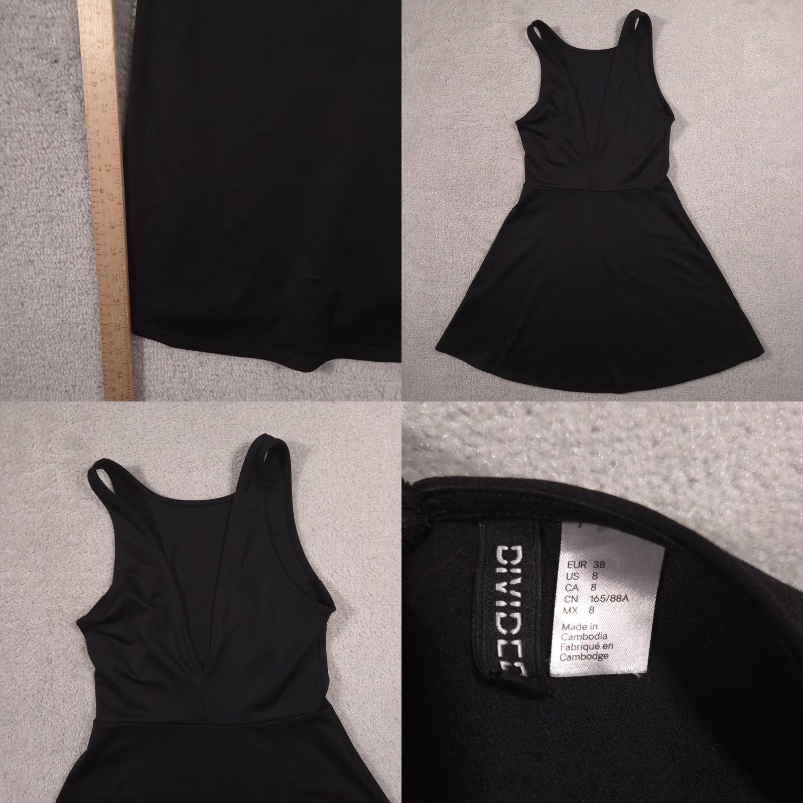H&M Divided by H&M Black Solid Fit & Flare Strappy Sleeveless Short Dress Womens 8 Size 30" / US 8 / IT 44 - 8 Thumbnail