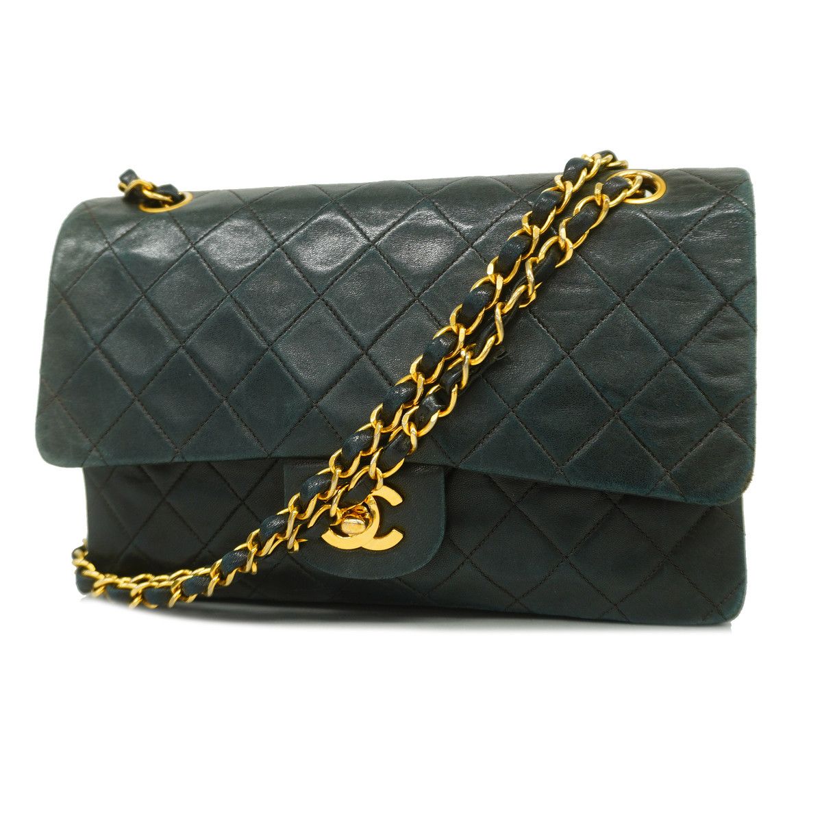 Chanel Shoulder Bag Matelasse Chain Lambskin Black