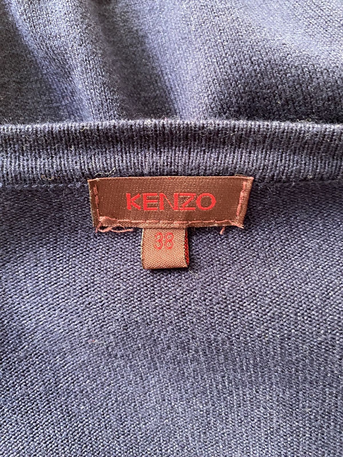 Kenzo KENZO Blue V-Neck Cardigan with Embroidered Trim. Size ONE SIZE - 6 Thumbnail
