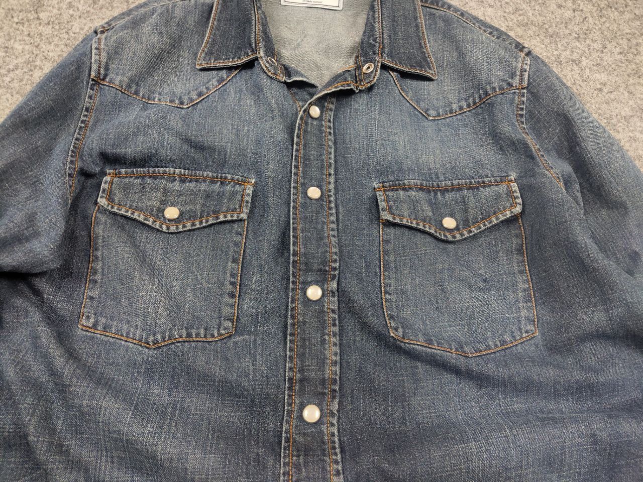 AMI AMI Alexandre Mattiussi Design Blue Denim Faded Mens Shirt Size US M / EU 48-50 / 2 - 8 Thumbnail