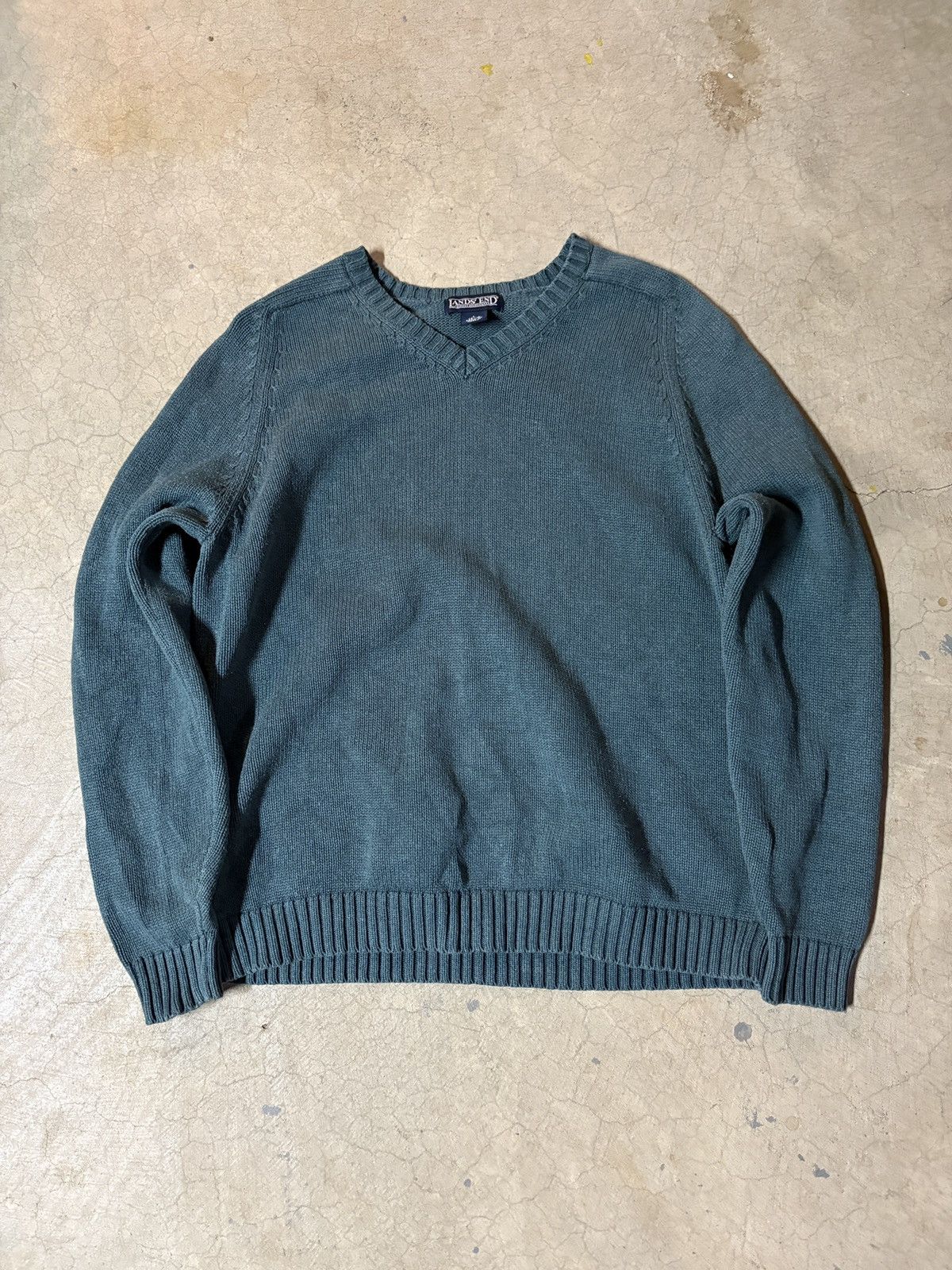 Lands' End VTG 90s Lands End Chunky Fisherman Knit Sweater V-neck Japan Size L / US 10 / IT 46 - 1 Thumbnail