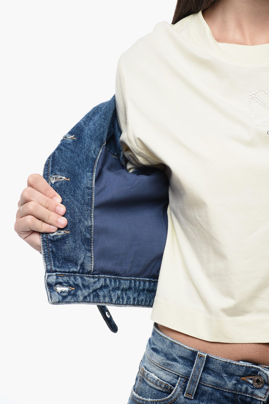 Off-White og1mm1125 Cropped Fit Denim Jacket in Blue Size M / US 6-8 / IT 42-44 - 5 Thumbnail