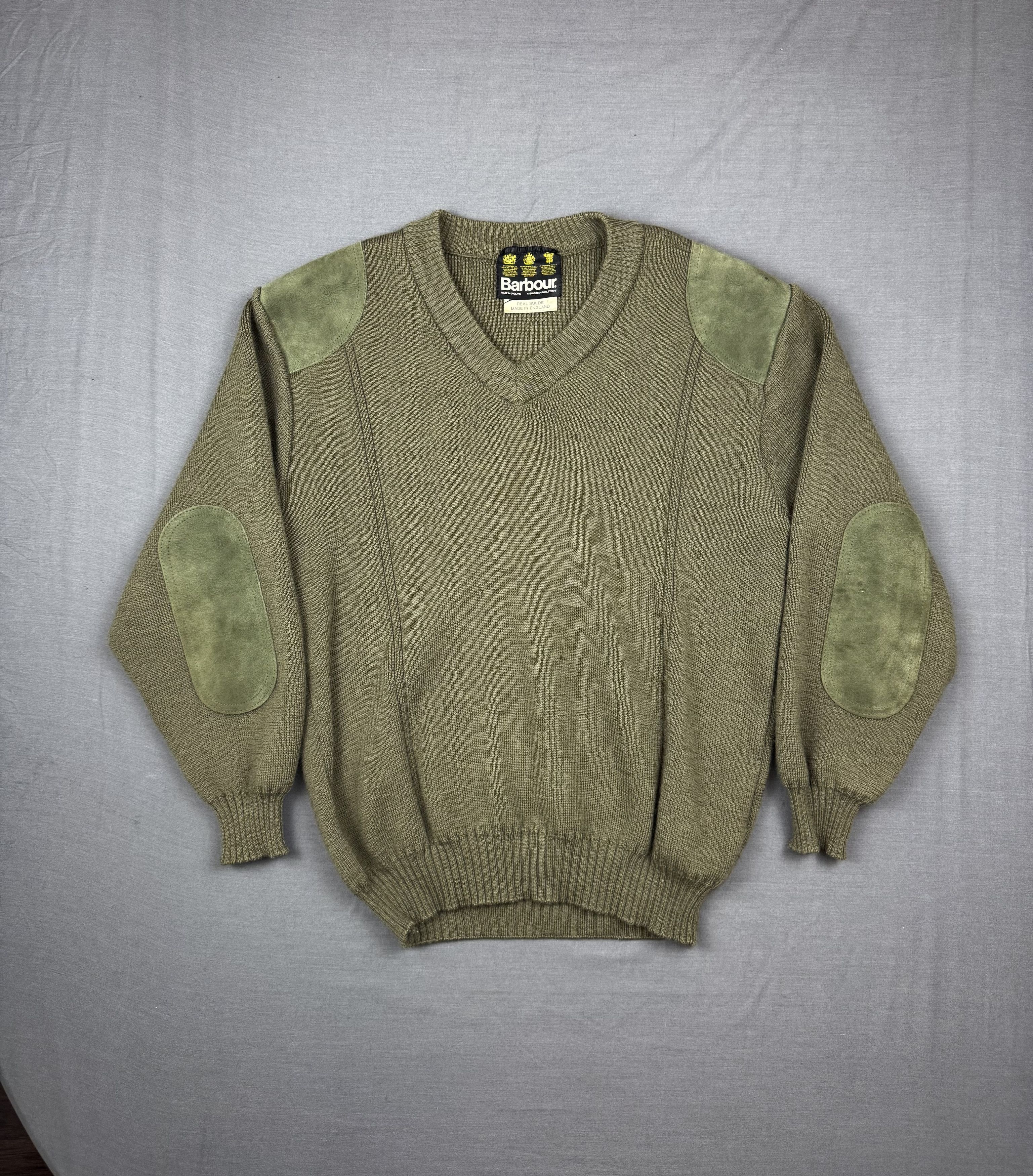 Barbour Vintage Barbour Sweater Sporting Rib Elbow Pad Suede Wool Size US S / EU 44-46 / 1 - 1 Thumbnail