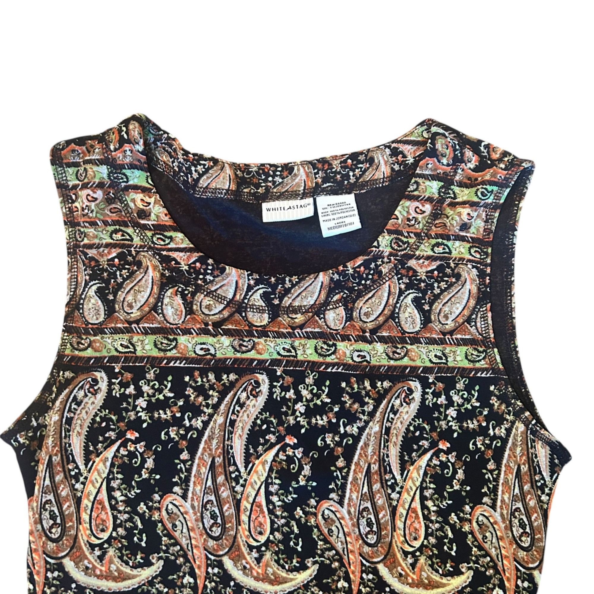 Other Vintage Retro White Stag Paisley Sleeveless Top M Size M / US 6-8 / IT 42-44 - 2 Thumbnail
