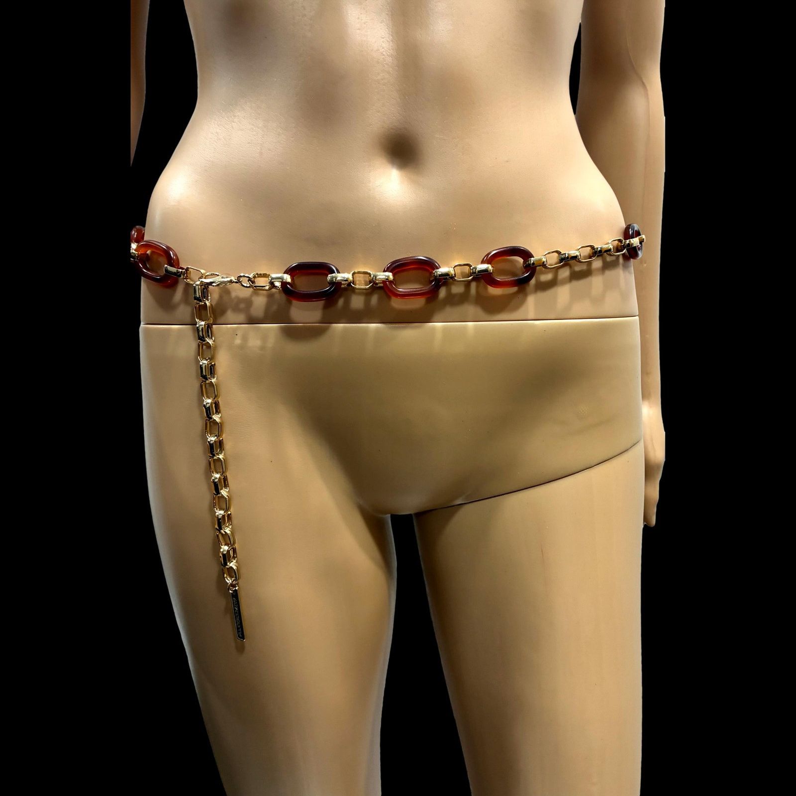Vintage Liz Claiborne Gold & Faux Tortoise Chain Belt 90s display picture 2