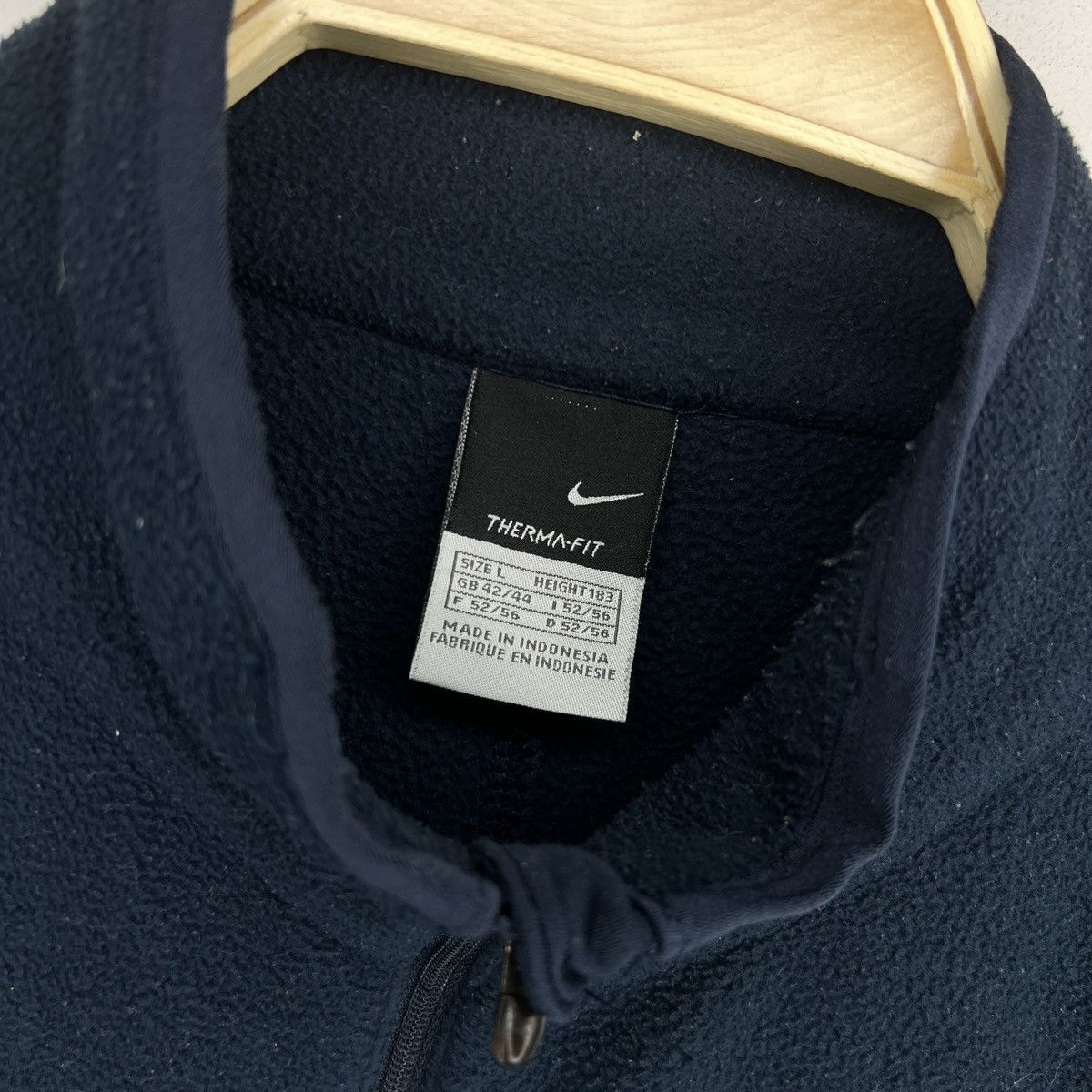 Nike × Vintage Vintage Y2K Nike Zip Fleece Jacket Navy Swoosh Logo 90s Size US L / EU 52-54 / 3 - 6 Thumbnail