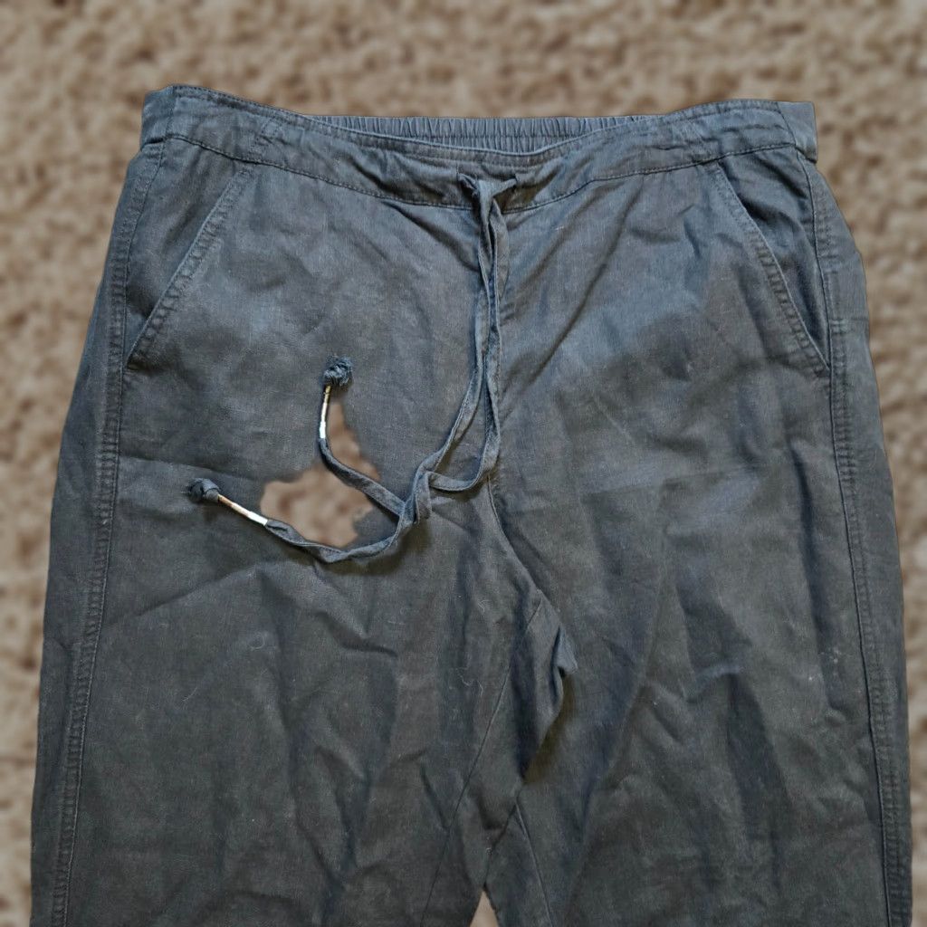 J.Crew VINTAGE J. CREW Pants Womens Size Large Tall Black Linen Blend Tapered Drawstring Casual Size 36" / US 14 / IT 50 - 1 Thumbnail
