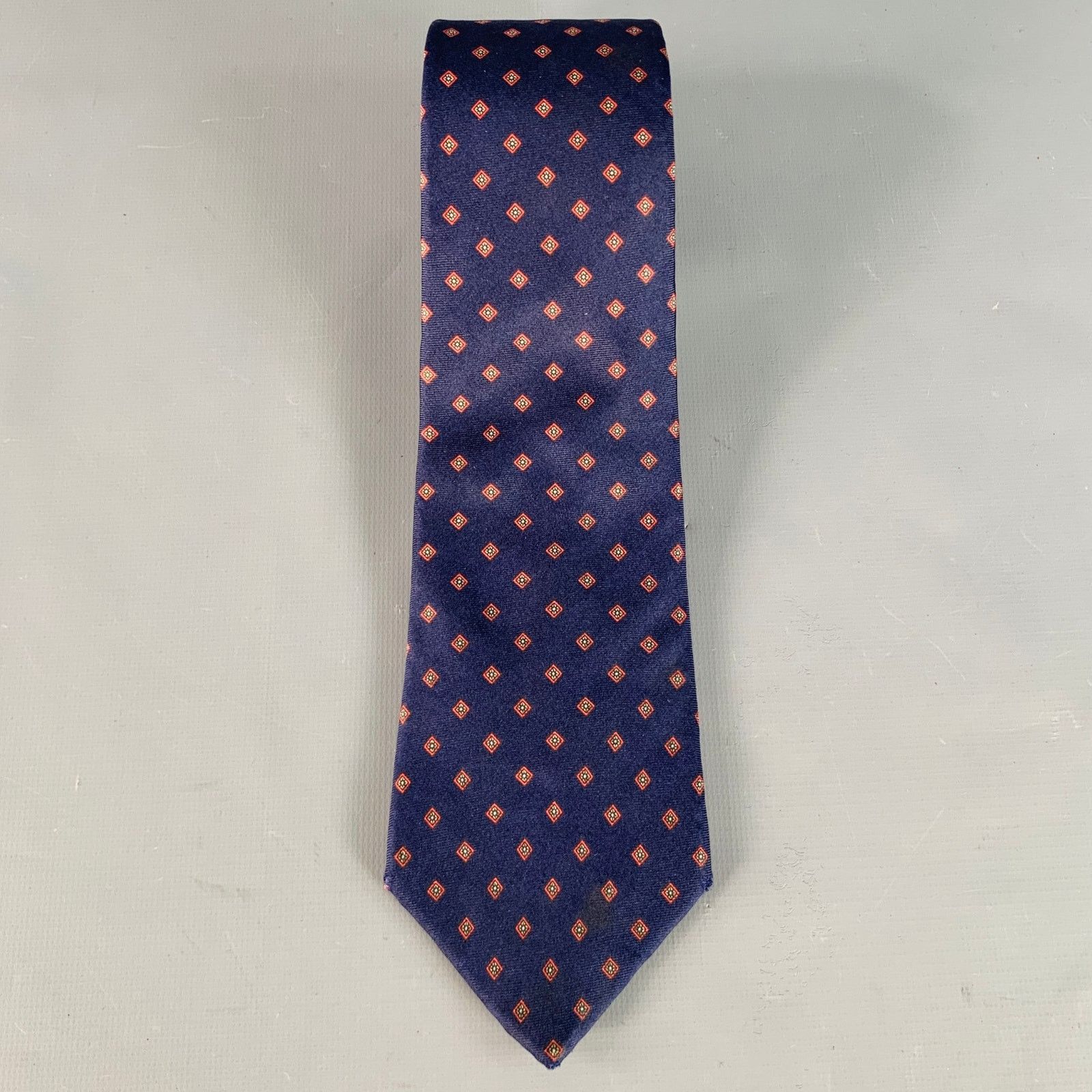 Dior CHRISTIAN DIOR Navy Red Diamond Silk Tie Size ONE SIZE - 3 Thumbnail