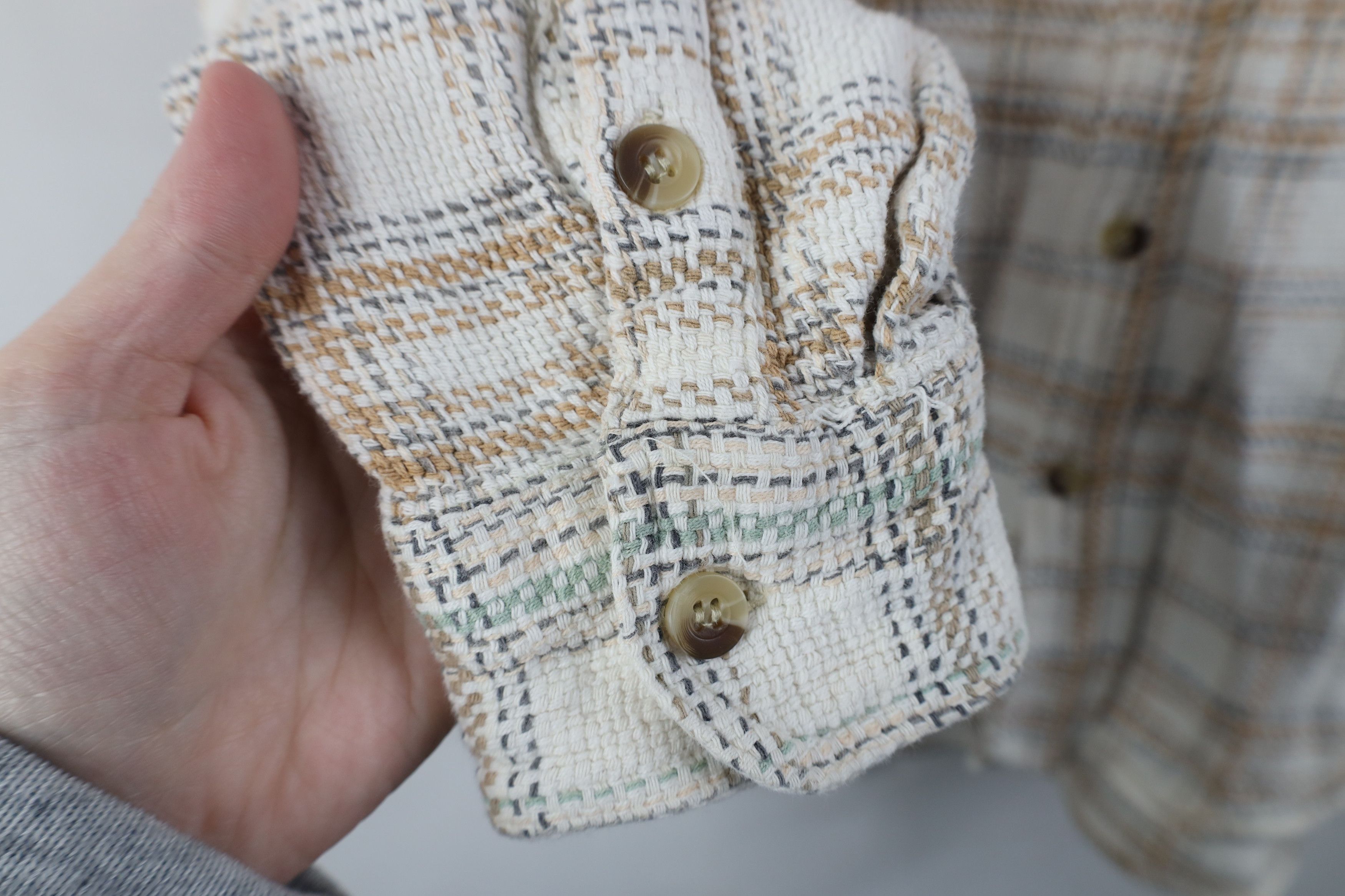 Vintage Vintage 90s Streetwear Cotton Weave Knit Button Shirt Plaid Size US XL / EU 56 / 4 - 5 Thumbnail