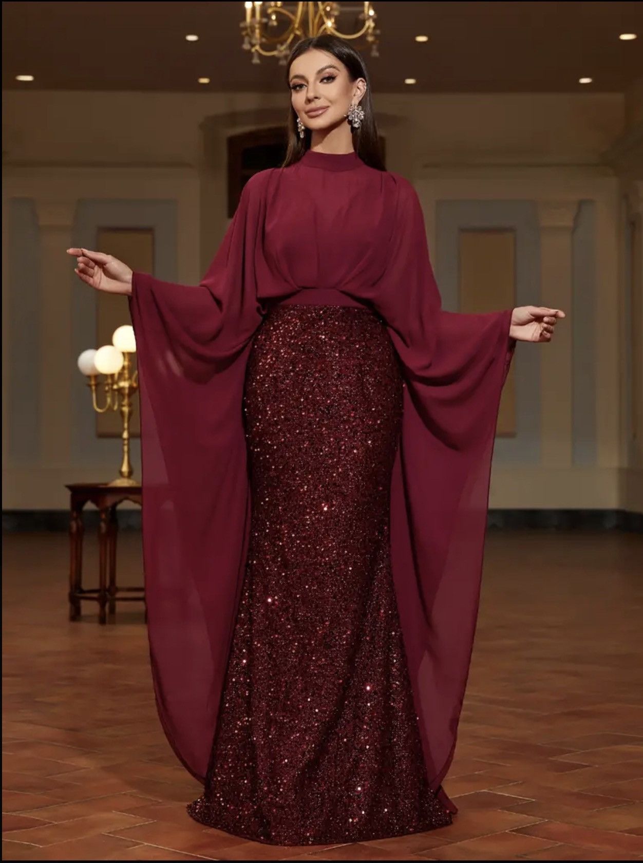 The Unbranded Brand Sequinned Batwing Sleeve Elegant dress | Grailed