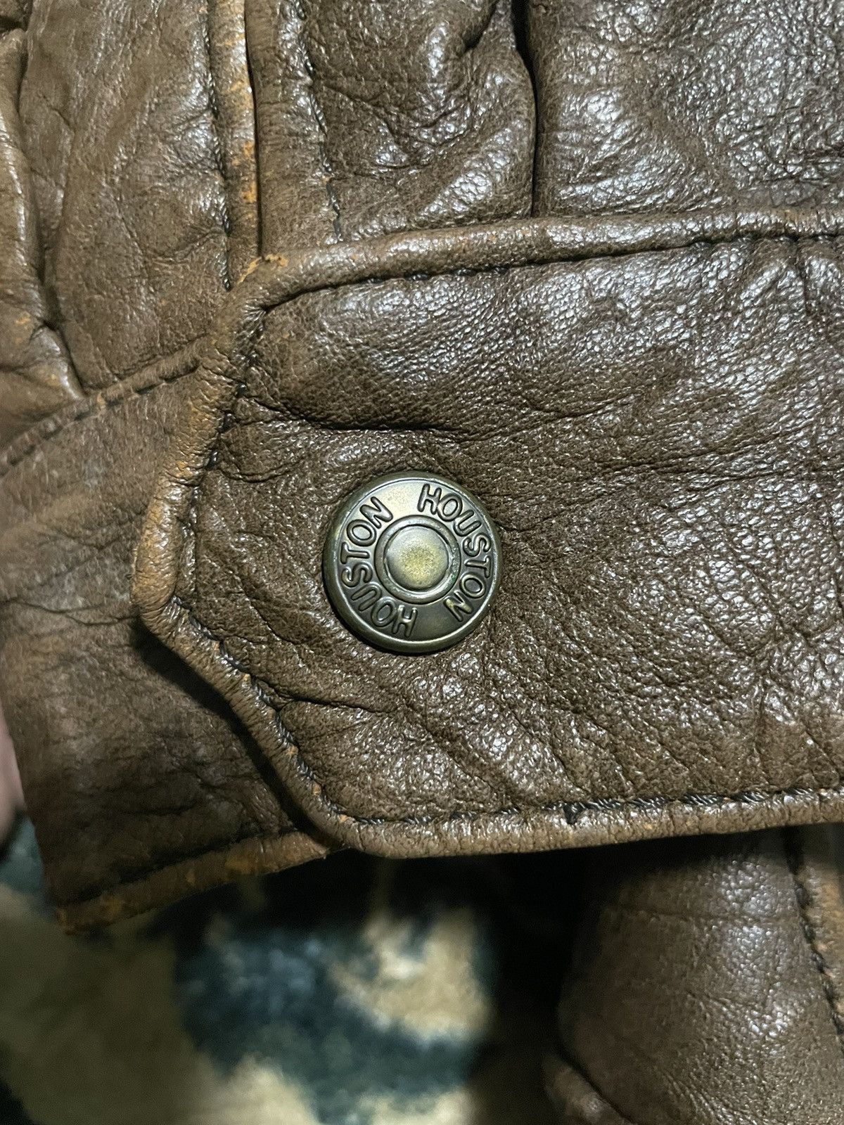 Vintage RARE‼️ Houston US Militaly Garments Leather Jacket Vintage 80s Size US L / EU 52-54 / 3 - 5 Thumbnail