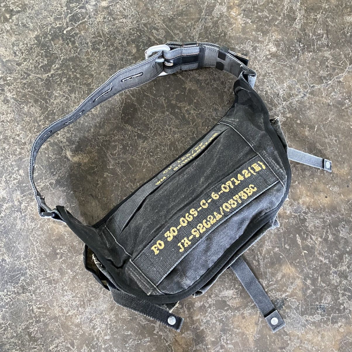 Designer TOUGH Jeansmith Black Utility Waist Bag with Yellow Print Size ONE SIZE - 18 Thumbnail