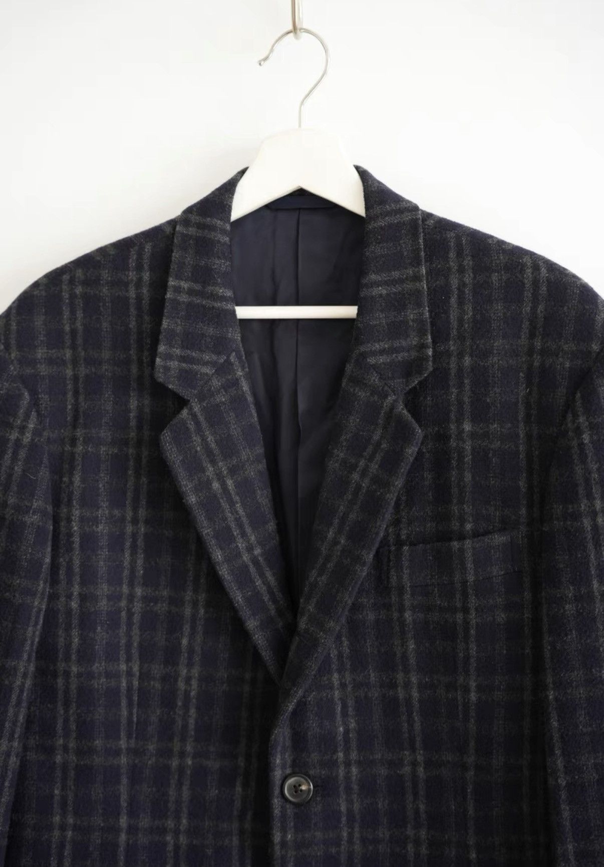 Yohji Yamamoto Yohji Yamamoto 90s Navy Vintage Plaid Blazer K4 Size US S / EU 44-46 / 1 - 3 Thumbnail