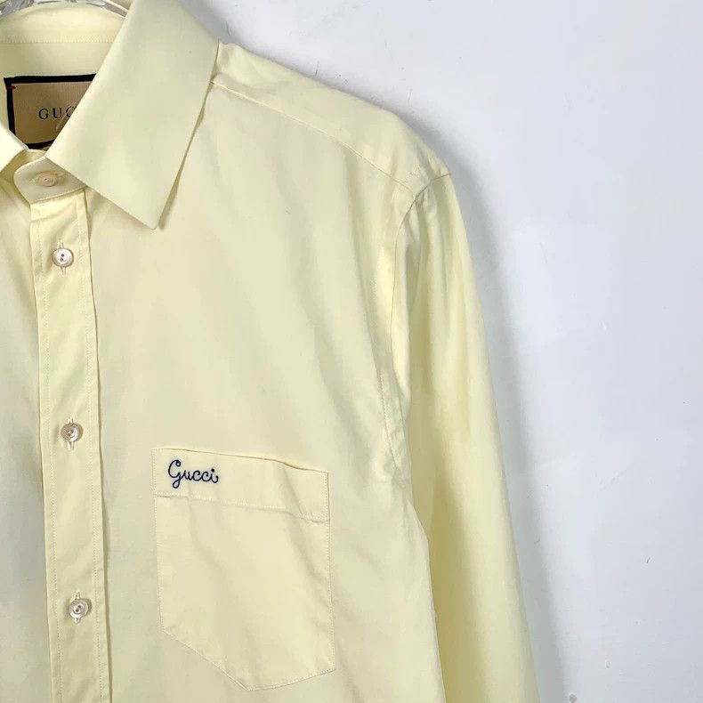 Gucci Gucci Size 38 Light yellow logo embroidered cotton long-sl Size US XS / EU 42 / 0 - 3 Thumbnail