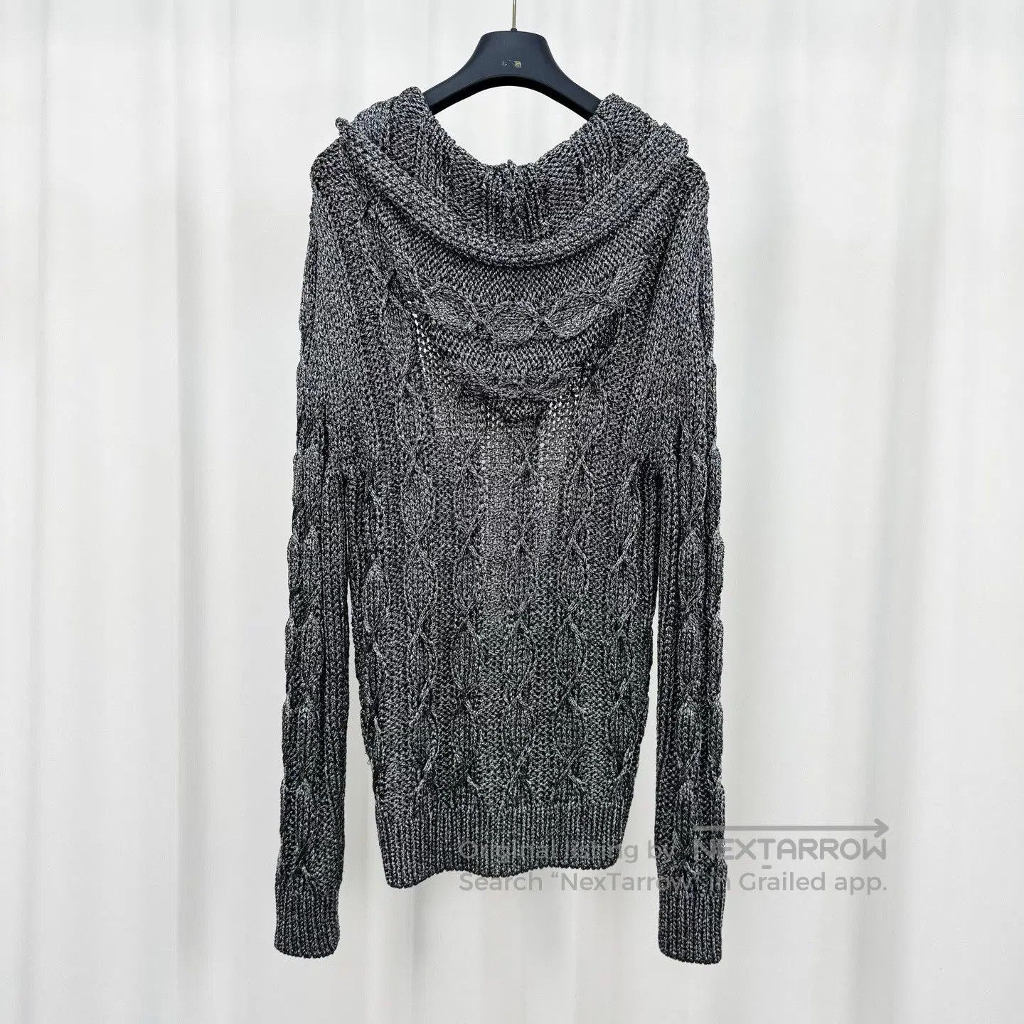 Saint Laurent Paris Saint Laurent Gray Cable-Knit Hooded Cardigan. Size S / US 4 / IT 40 - 2 Thumbnail