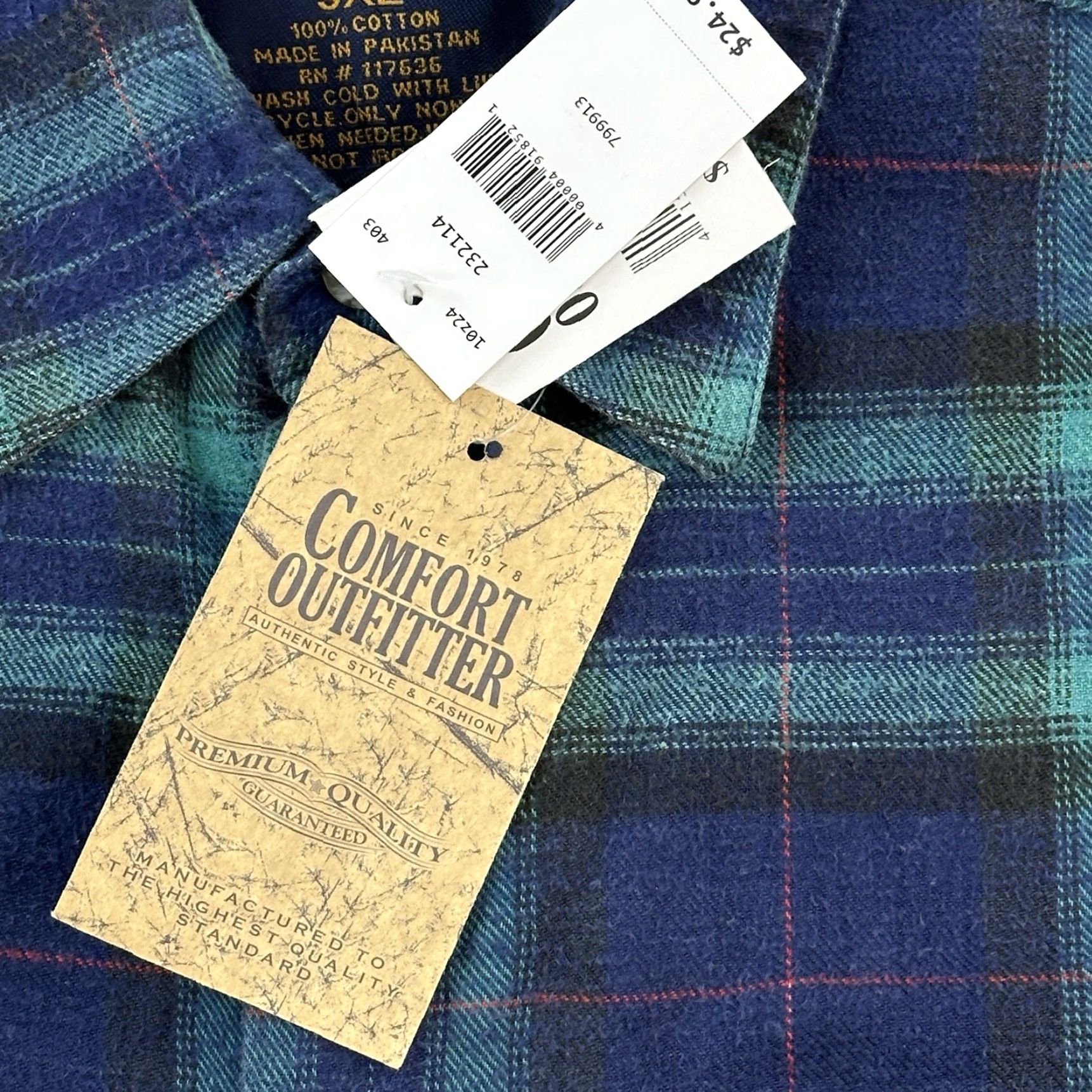 Vintage Comfort Outfitter Shirt Mens 3XL Blue Plaid Flannel Long Sleeve Outdoor Y2K Vintage Mens Shirt? Size US XXL / EU 58 / 5 - 6 Thumbnail